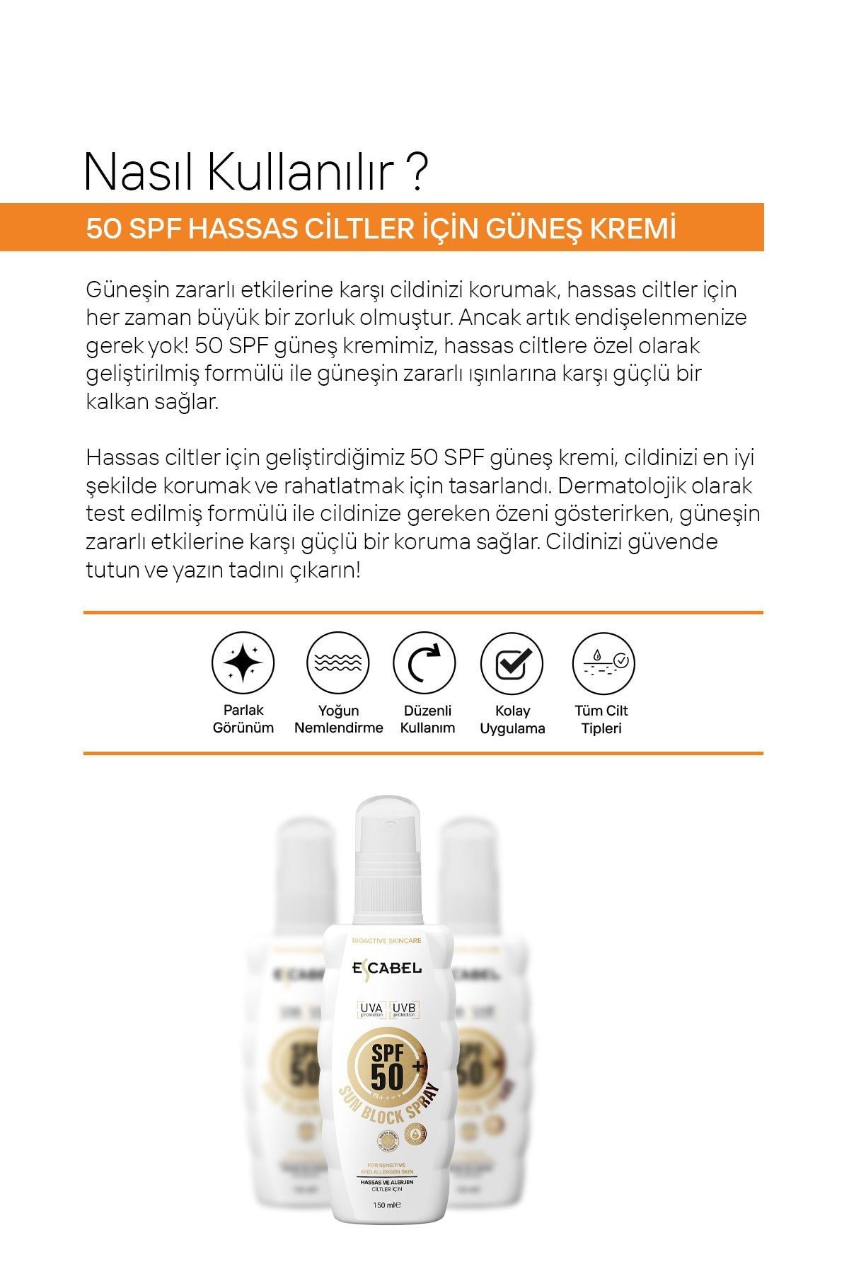 Hassas Ve Alerjen Ciltler Için 50 Spf Pa Güneş Kremi 150 ml