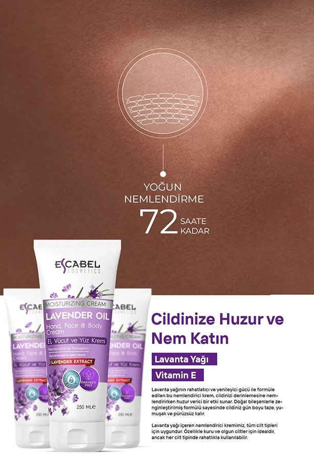 Lavanta Yağlı Cilt Besleme Ve Nemlendirici Yoğun El, Yüz Ve Vücut Kremi 250ml