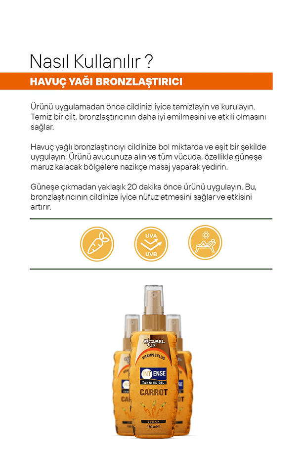 Havuç Özü Koruyucu Bronzlaştırıcı 150 ml Yağ