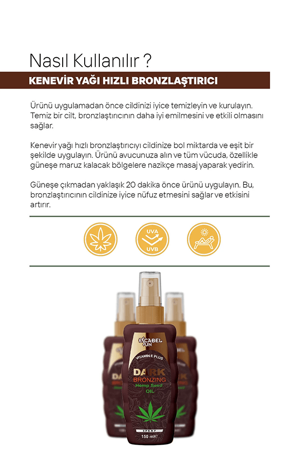 Kenevir Tohumlu Hızlı Bronzlaştırıcı 150 ml Yağ