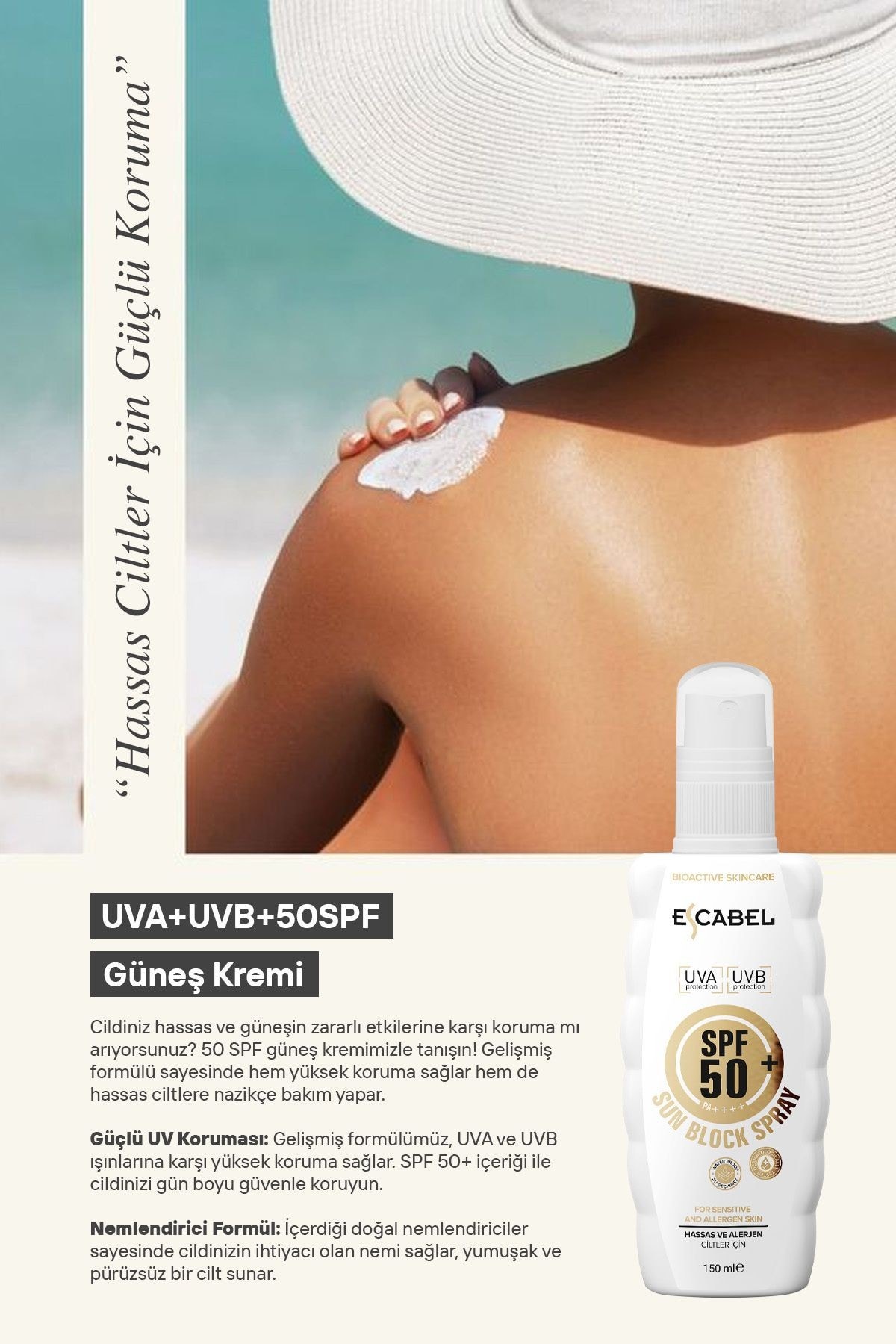 Hassas Ve Alerjen Ciltler Için 50 Spf Pa Güneş Kremi 150 ml