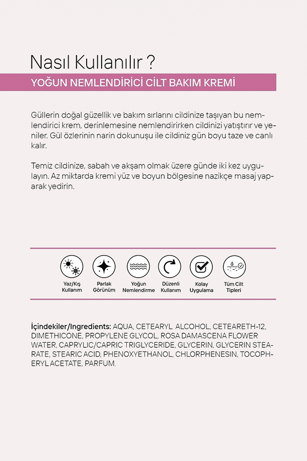 Gül Yağı Cilt Besleme Ve Nemlendirici Yoğun El, Yüz Ve Vücut Kremi 250ml