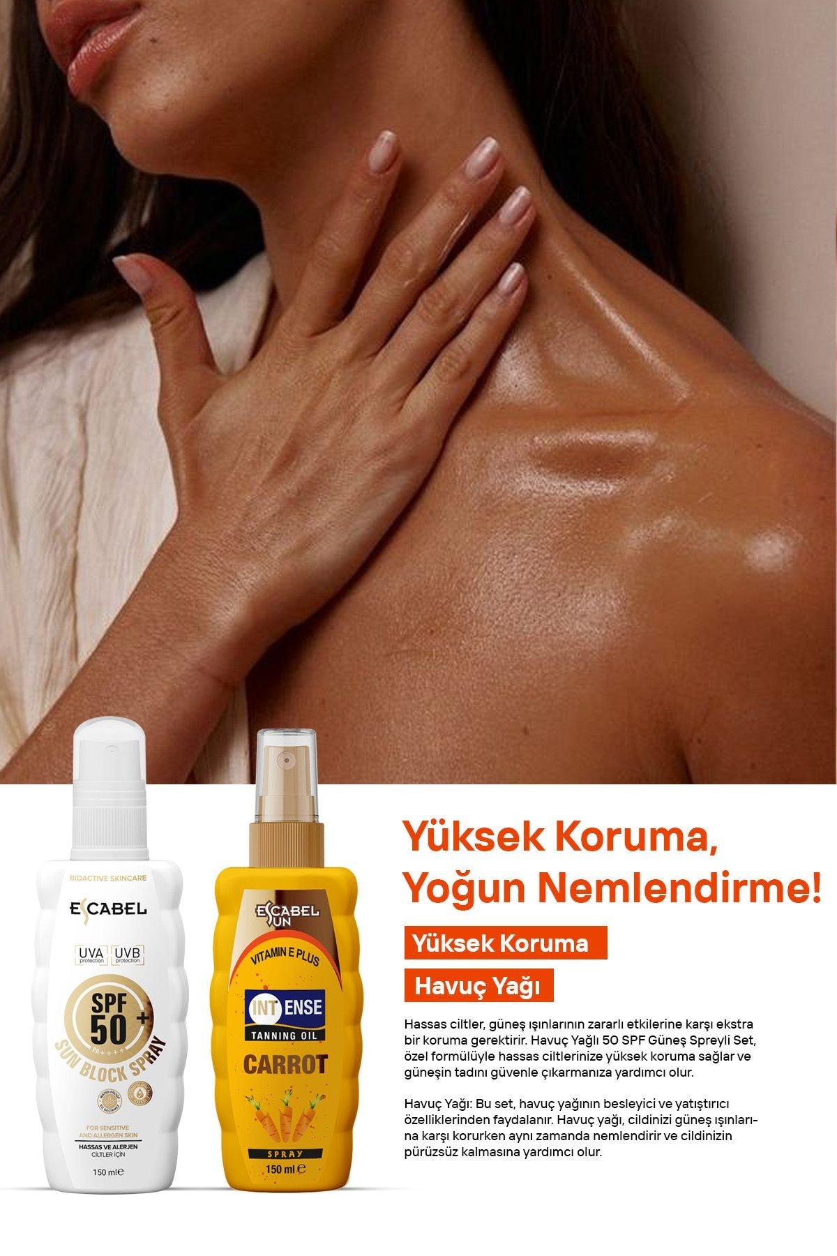 Hassas Ciltler Için 50 Spf Ve Ultra Bronzluk Güneş Kremi Ve Bronzlaştırıcı Yağ 2'li Set - 300 Ml