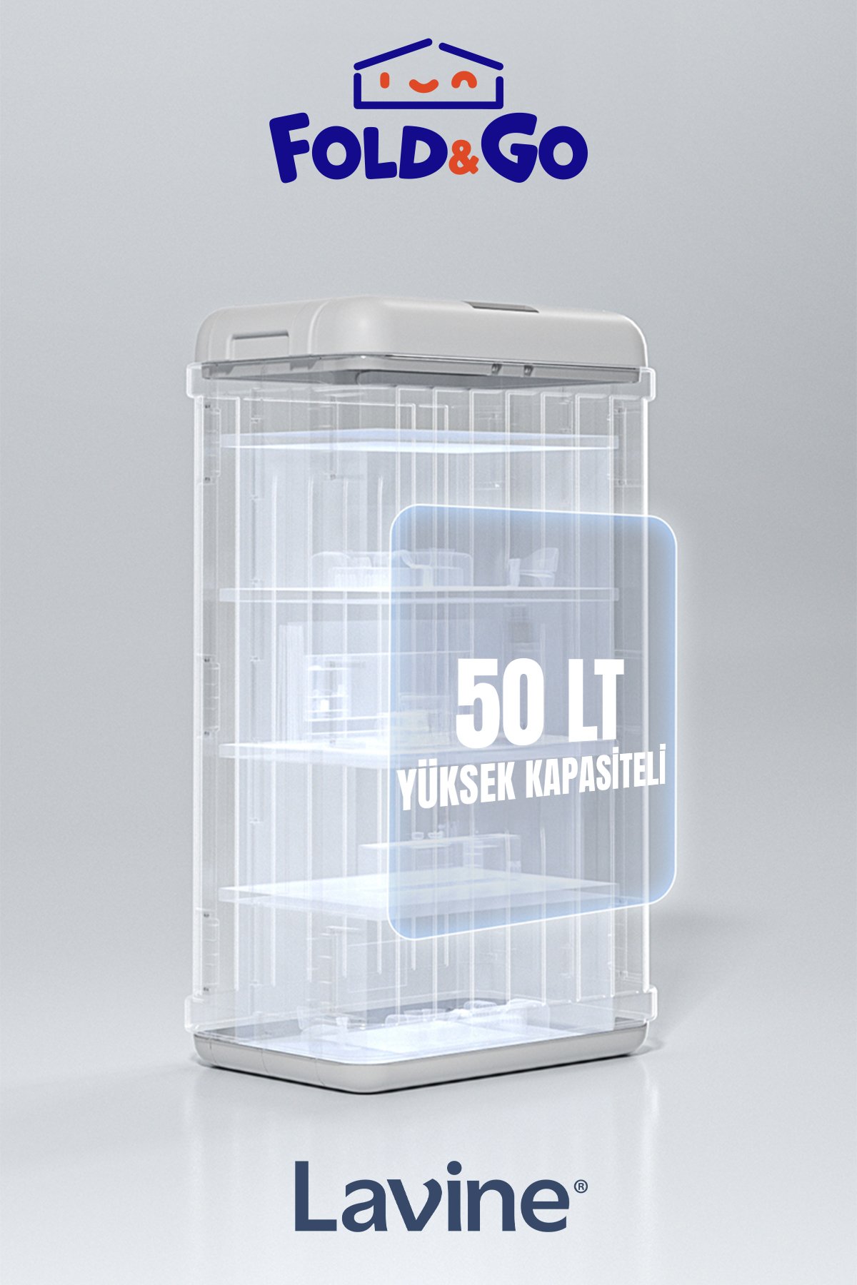 50 Lt Sensörlü Çöp Kovası Portatif, Katlanabilir 
