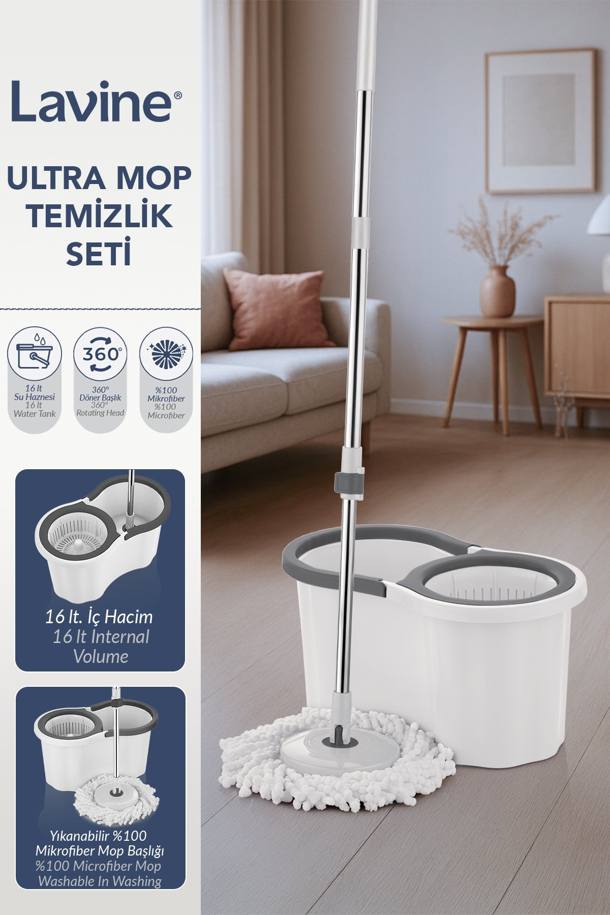 Cool Mop Ultra 360 Temizlik Seti 16lt 