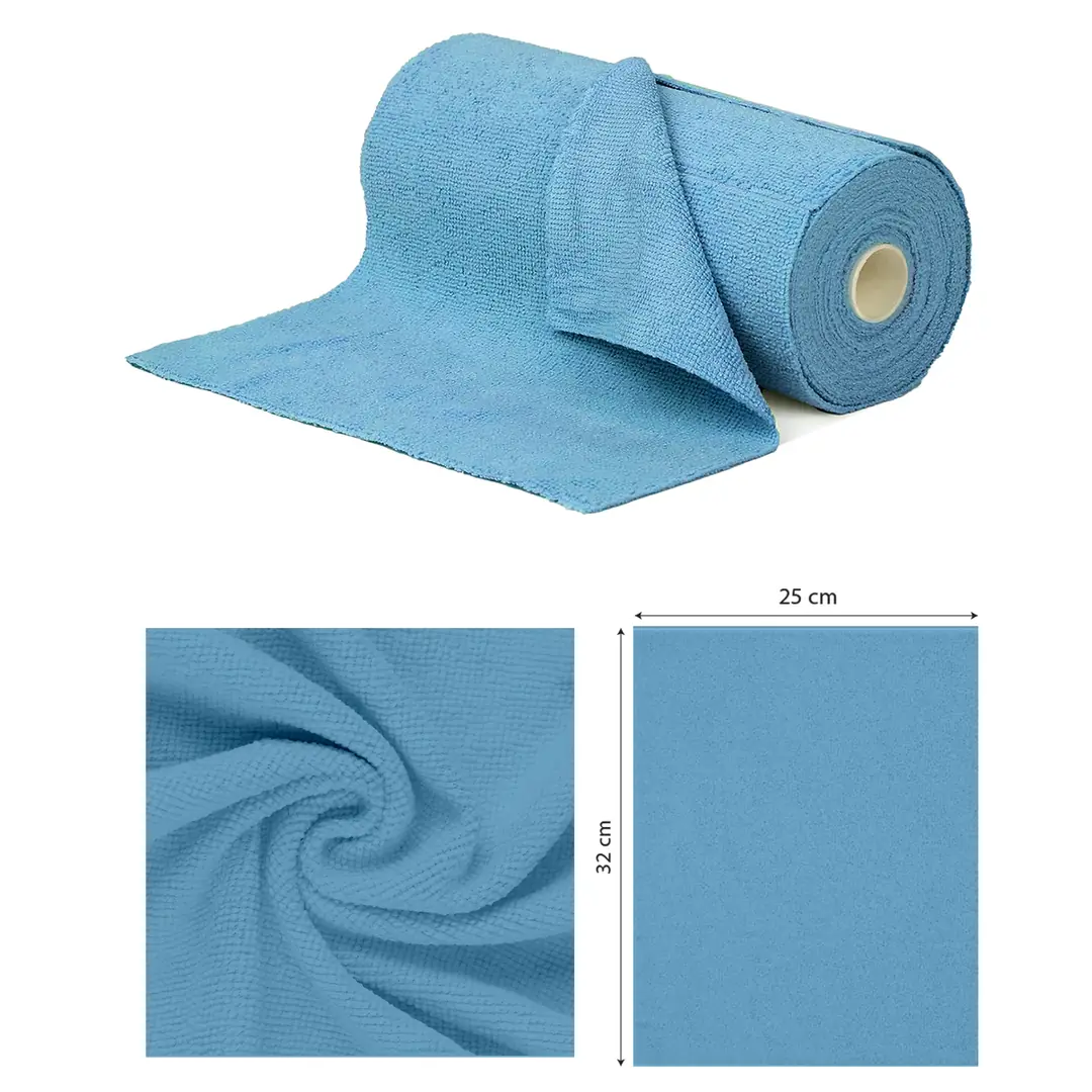 Lavine çok amaçlı %100 mikrofiber temizlik bezi 20’li rulo mavi renk 25x32 cm kopart kullan bez