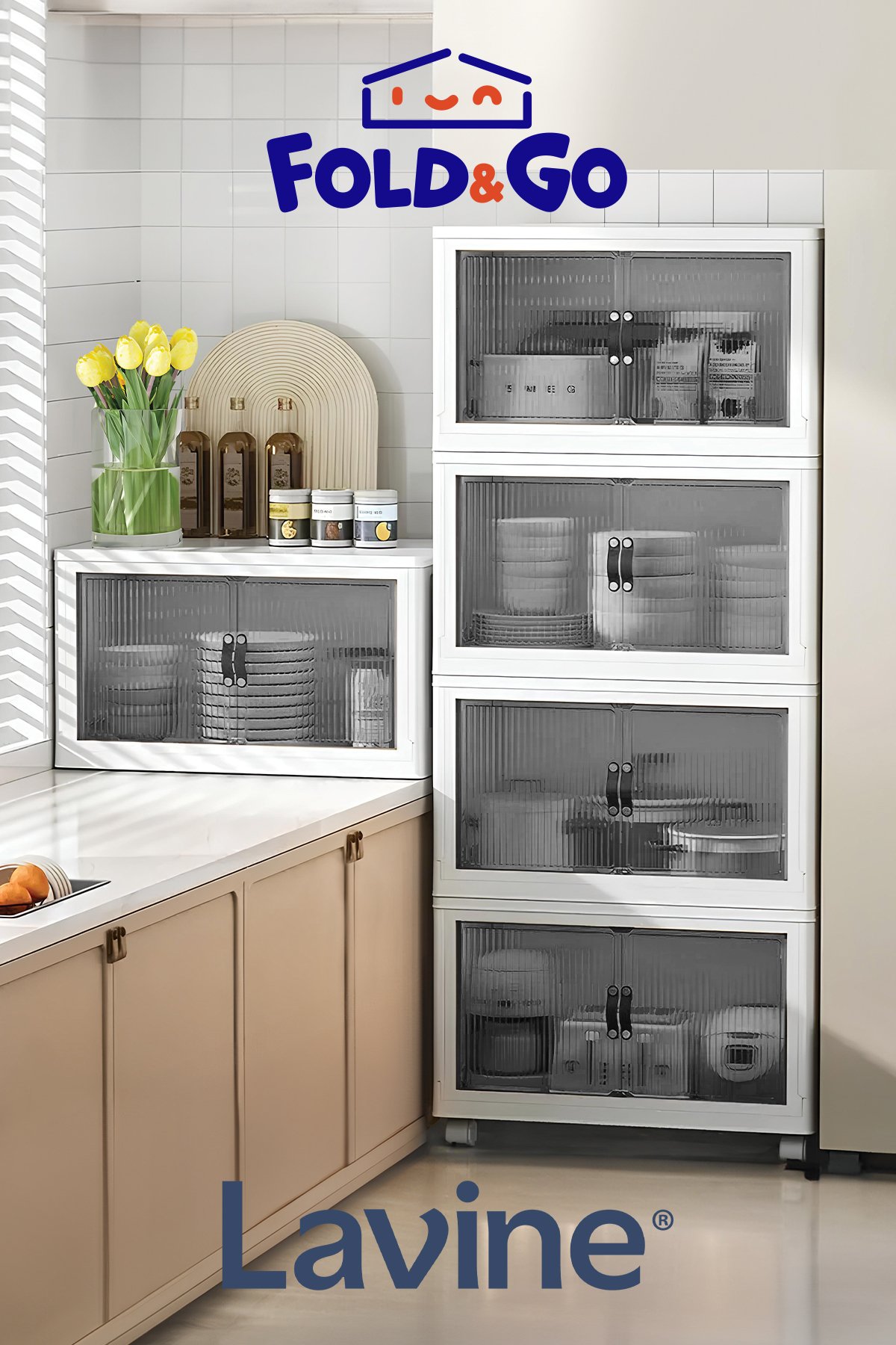 4'lü Portatif Organizer Dolap - Beyaz