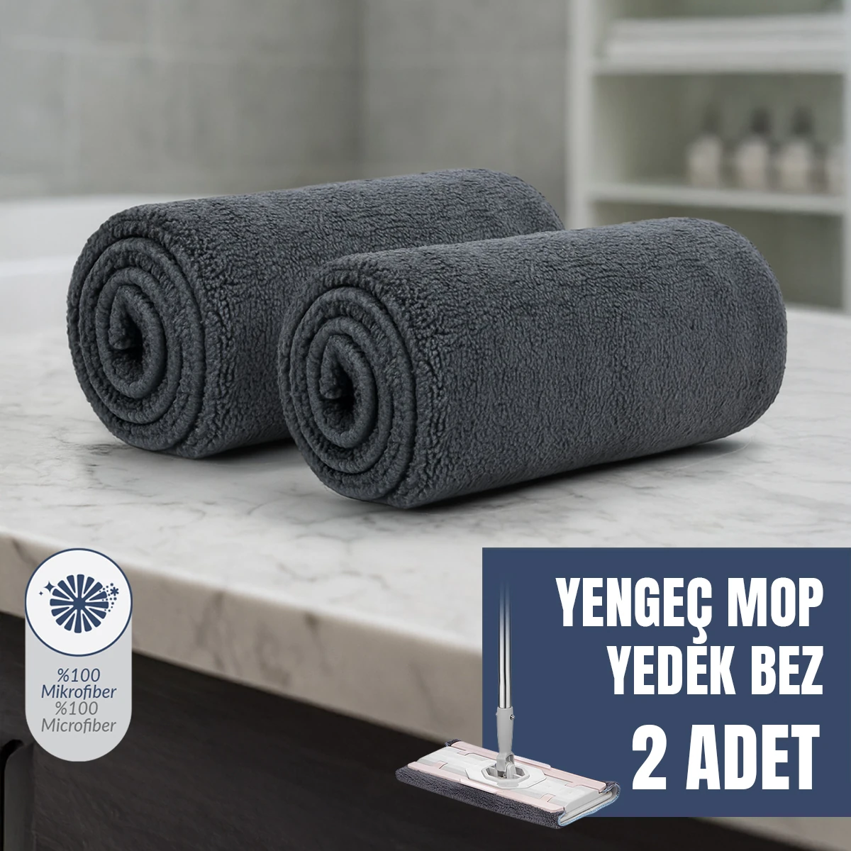  (2 Adet) Lavine Yengeç Mop Temizlik Seti Yedek Bezi Çift Mikrofiber Bez Premium Kalite