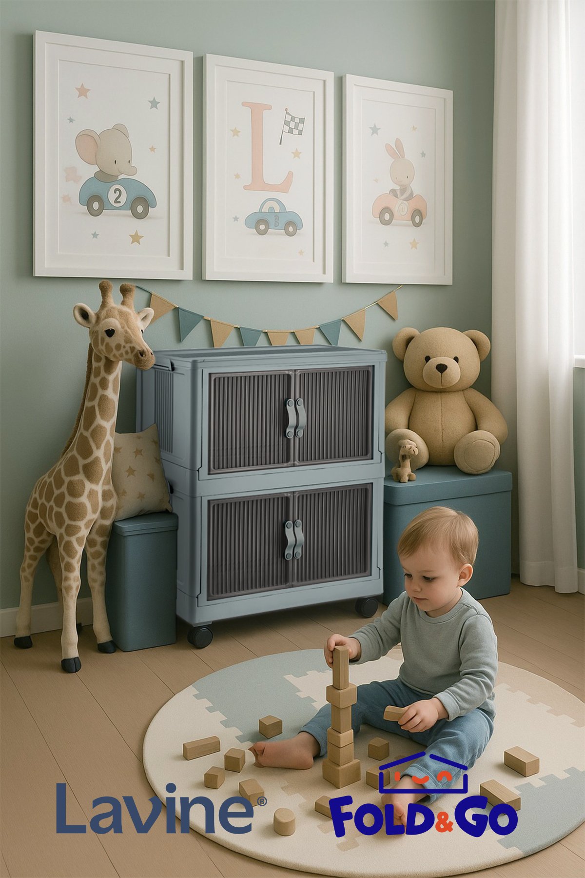 2'li Portatif Organizer Dolap - Bebe Mavisi