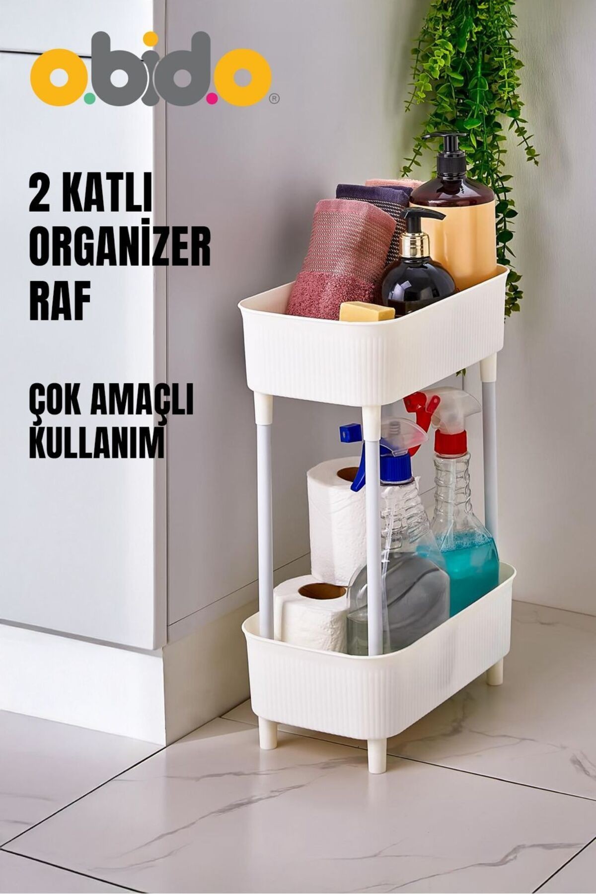 2 Katlı Banyo ve Mutfak Dolap İçi Düzenleyici - Beyaz