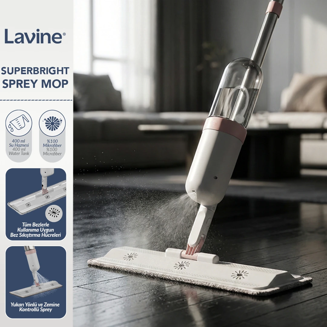 obido Lavine Sprey Mop Temizlik Seti Cırtlı Mikrofiber Bez YUKARI