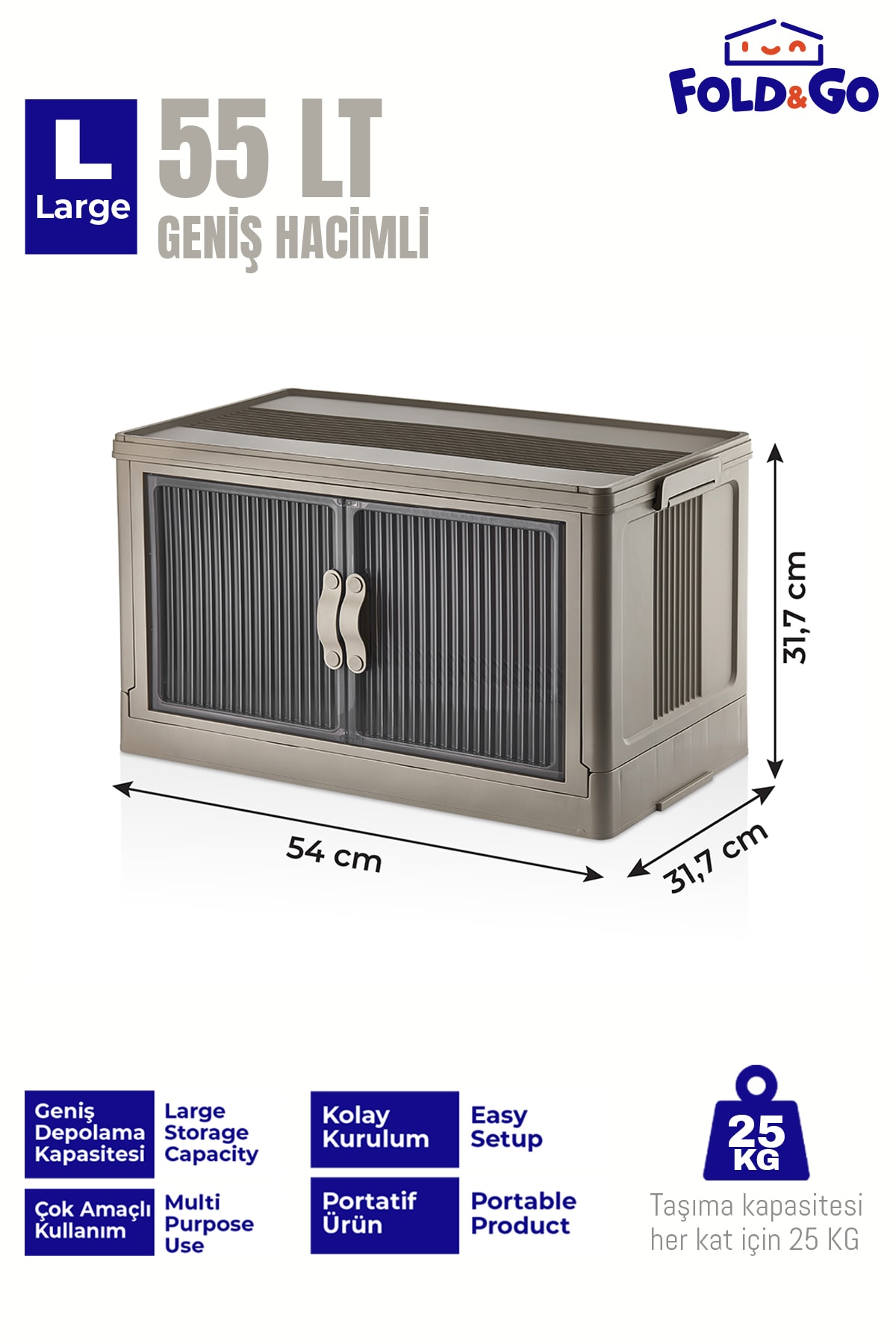 Tekli Portatif Organizer Dolap - Toprak