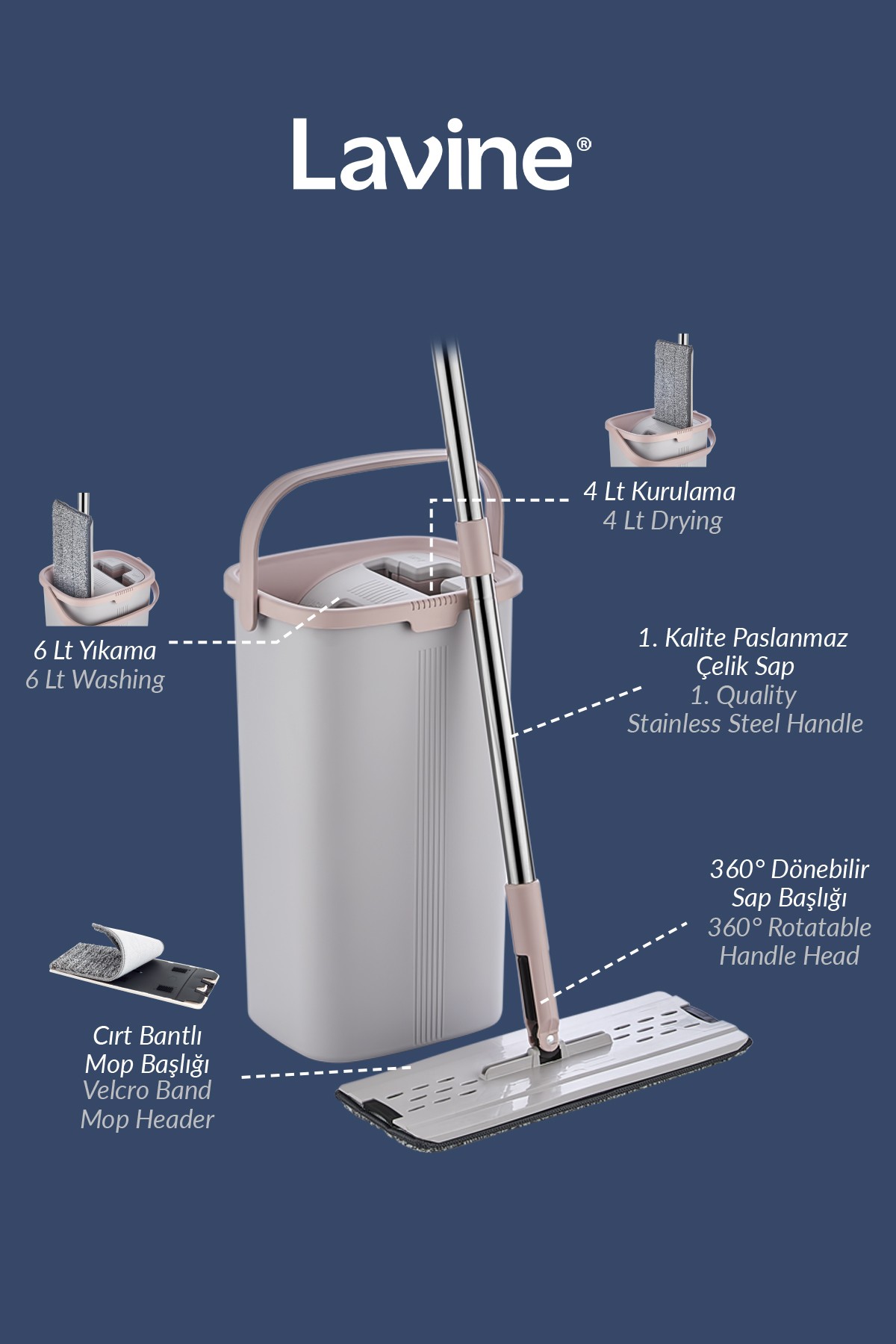  Lavine Flat Mop Temizlik Seti 