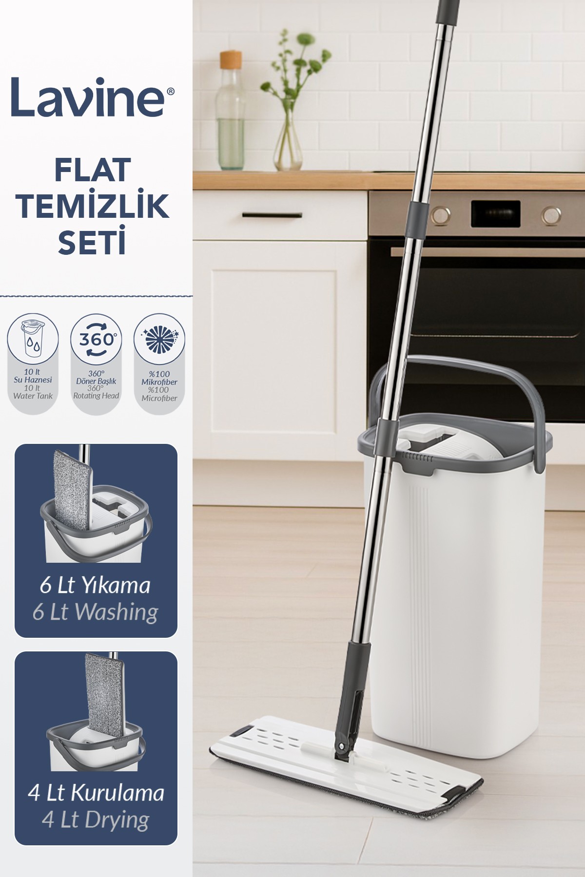  Lavine Flat Mop Temizlik Seti 