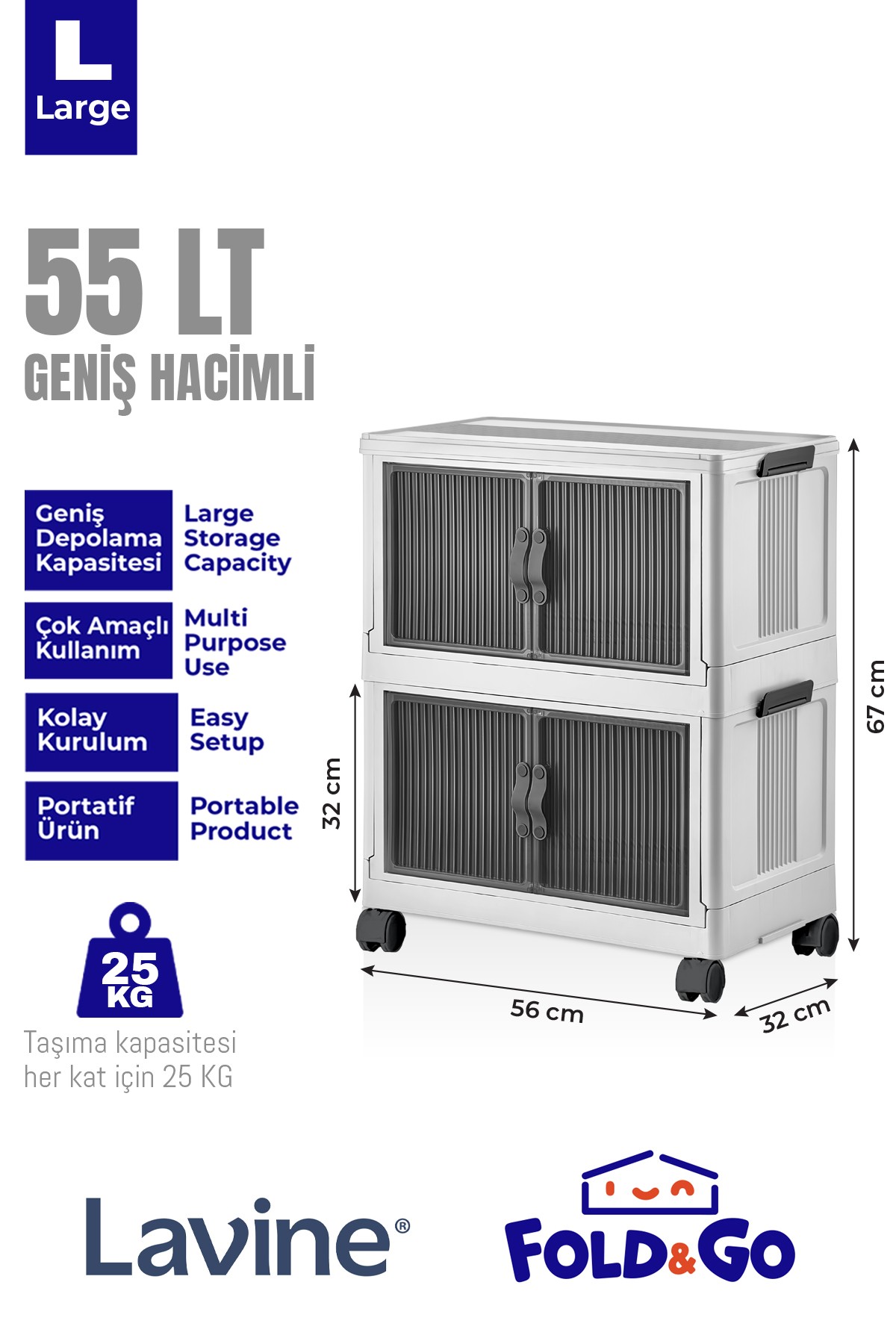 2'li Portatif Organizer Dolap