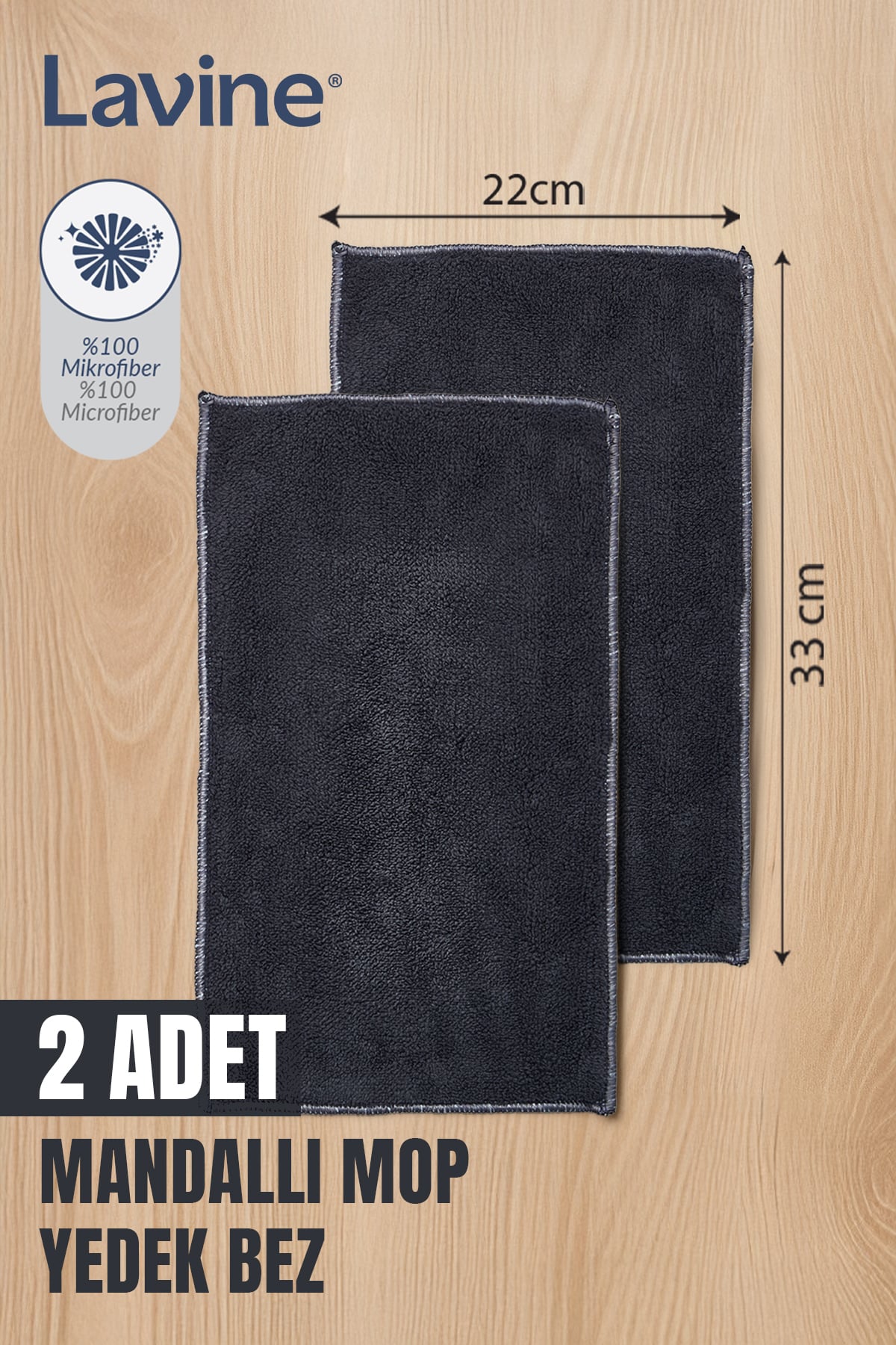 (2 Adet) Lavine Yengeç Mop Temizlik Seti Yedek Bezi Çift Mikrofiber Bez Premium Kalite