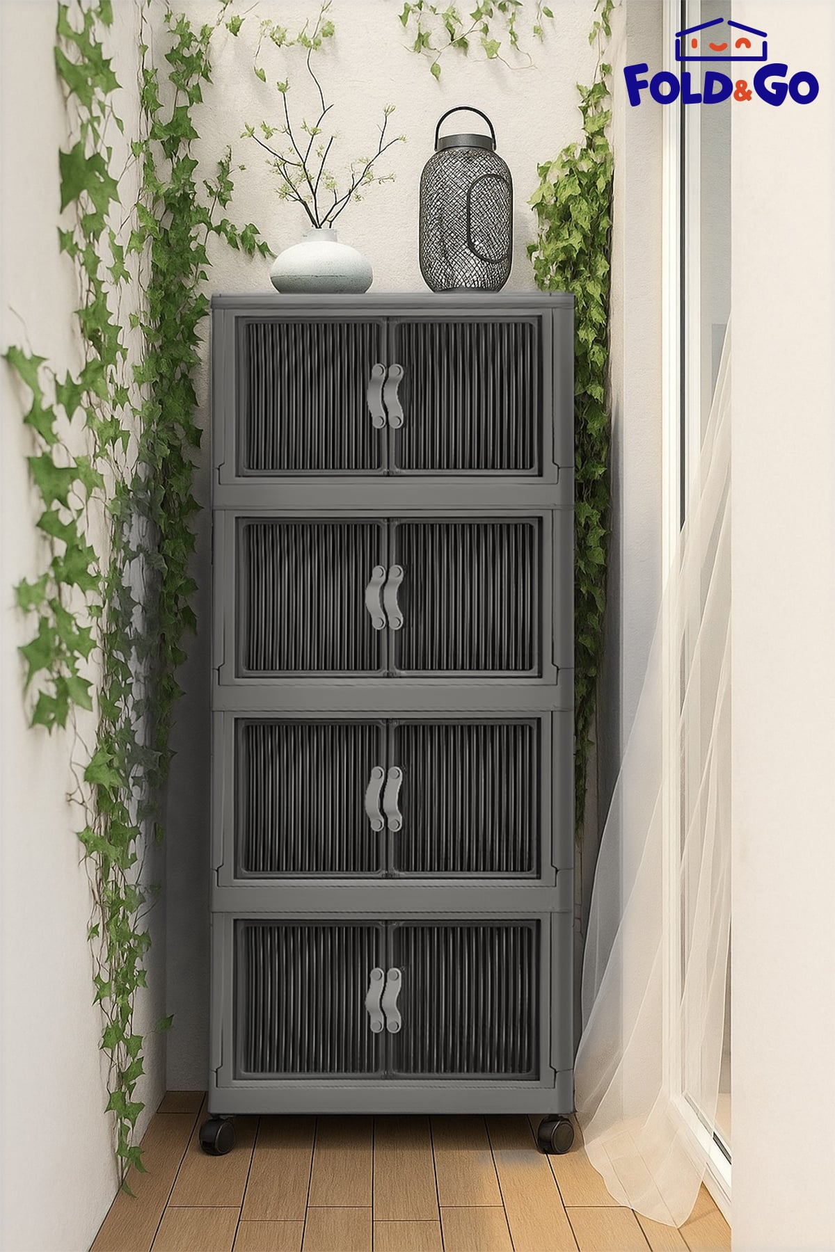 4'lü Portatif Organizer Dolap - Antrasit