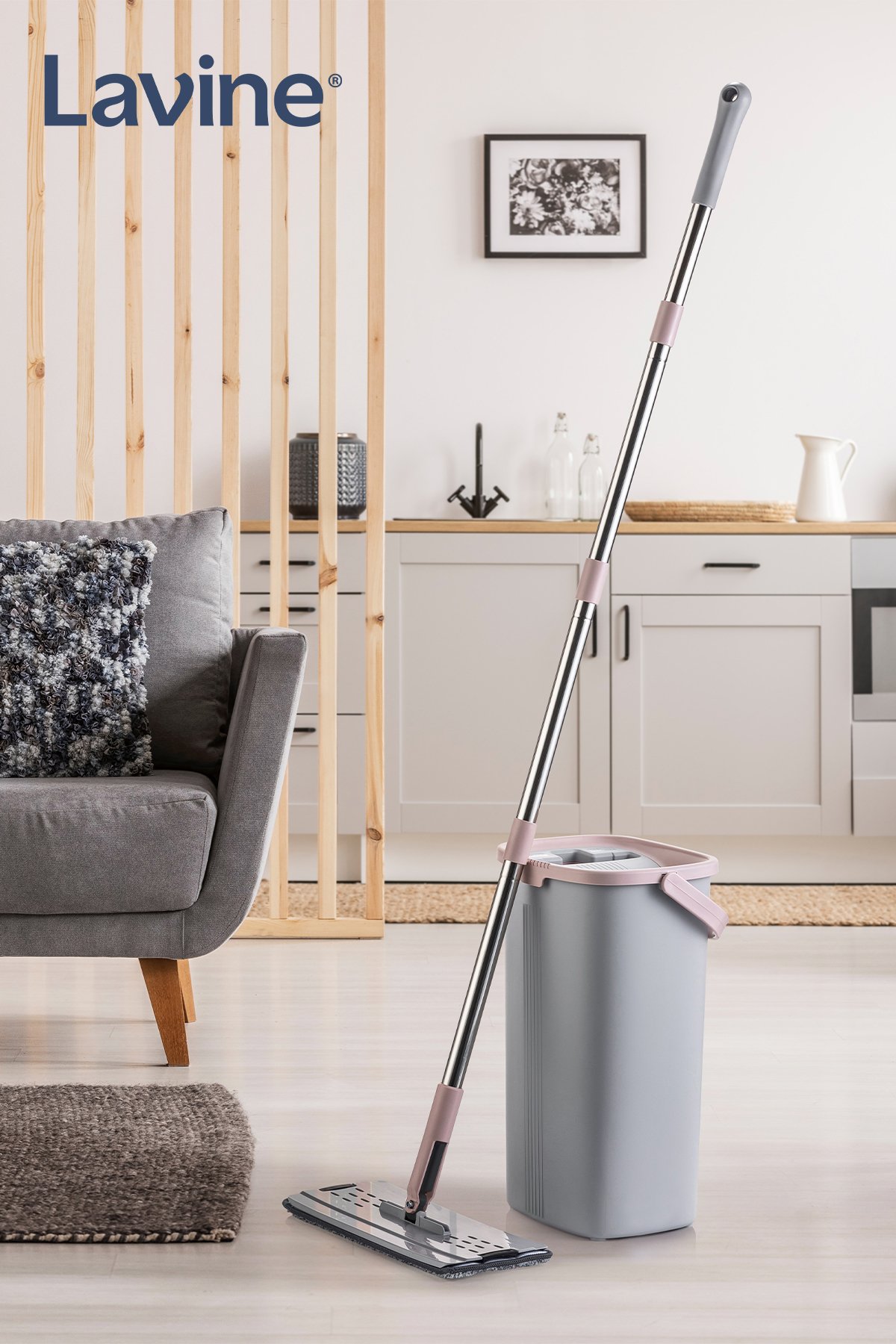  Lavine Flat Mop Temizlik Seti  - Gri