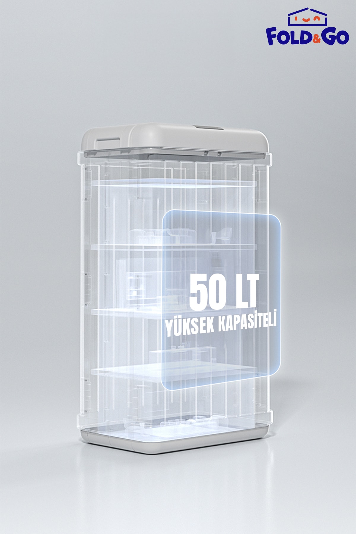 50 Lt Sensörlü Çöp Kovası Portatif, Katlanabilir 