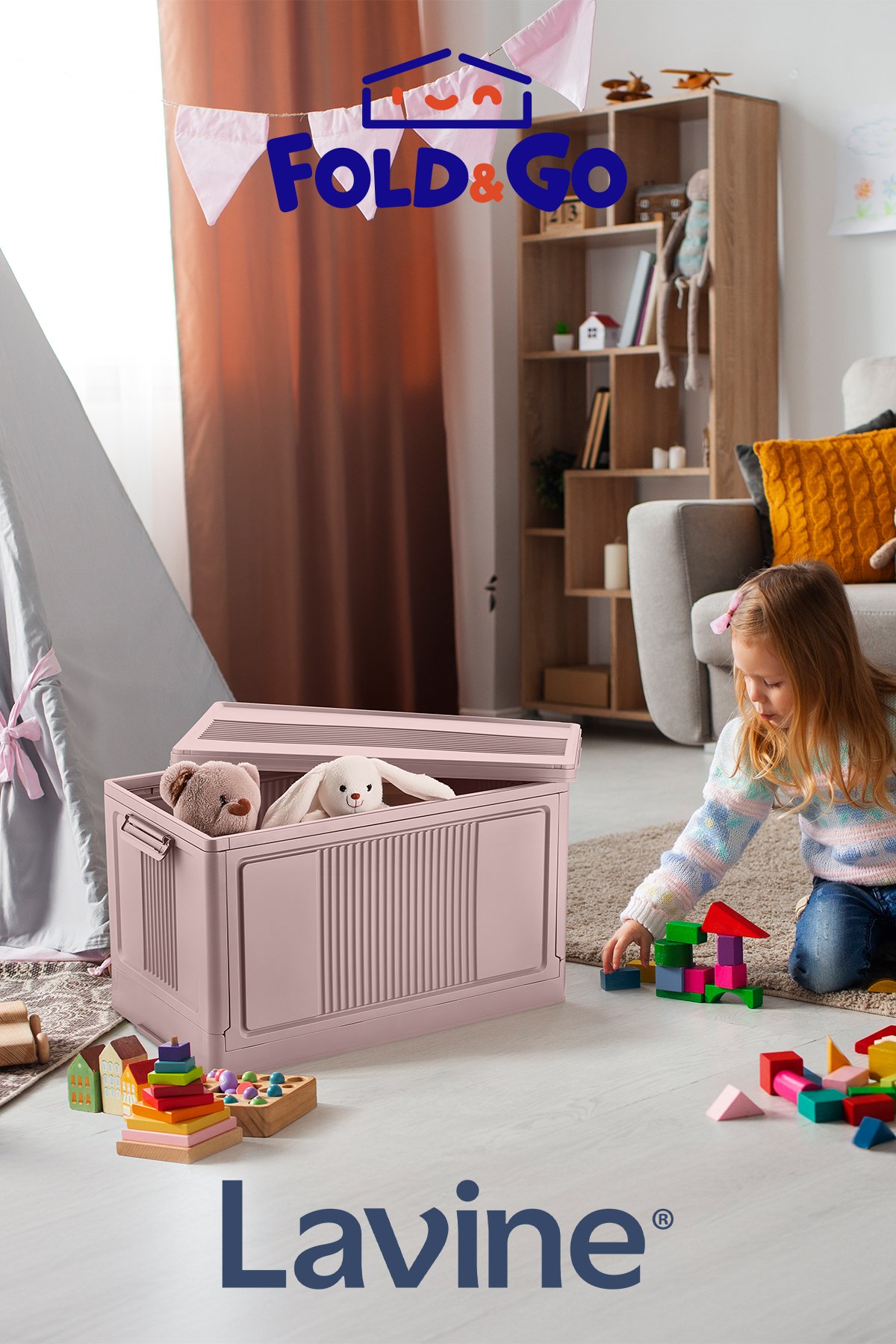 Tekli Portatif Organizer Kasa - Pudra Pembe