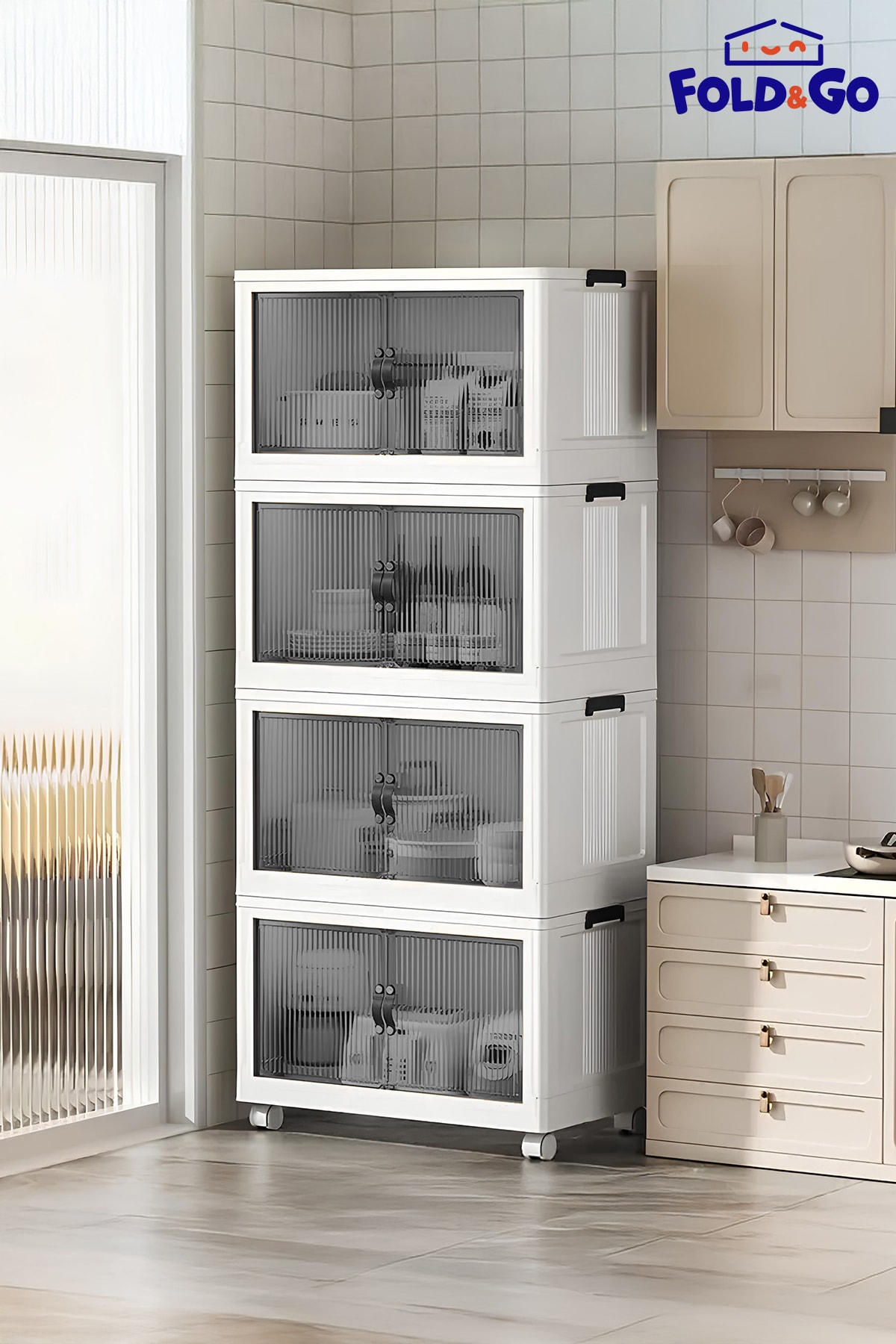 4'lü Portatif Organizer Dolap - Beyaz