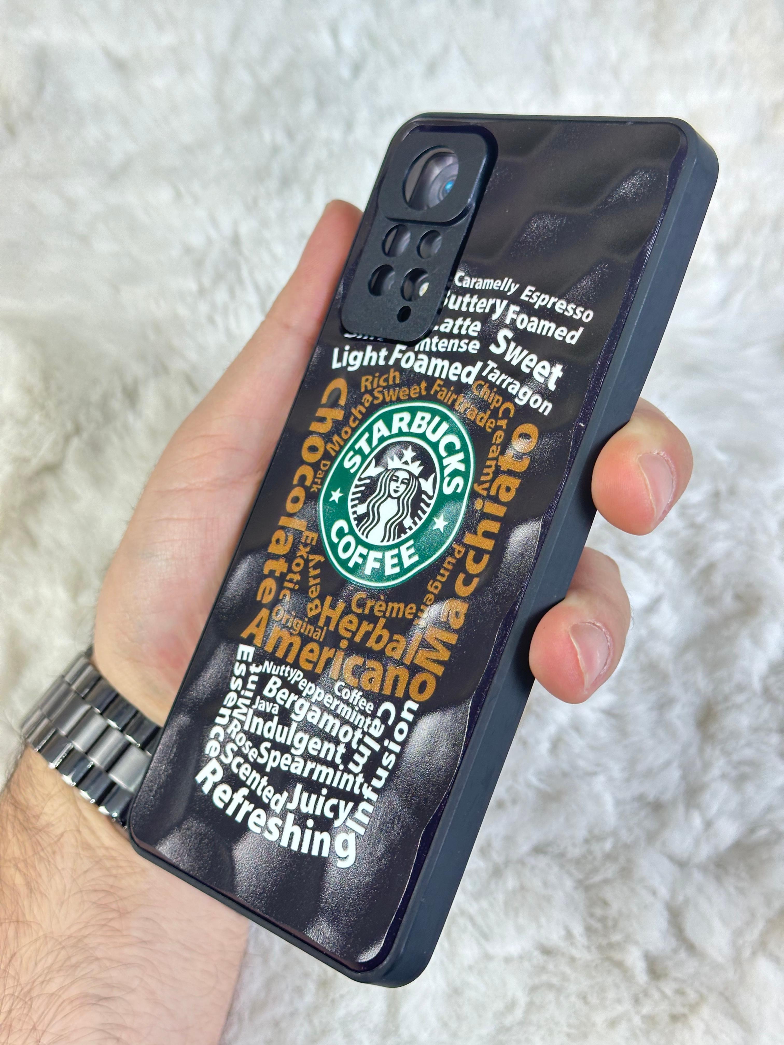 Xiaomi Note 11 Pro uyumlu Arkası Sert Kapaklı Yanları Silikonlu Starbucks-Nike Kılıf  - siyah star