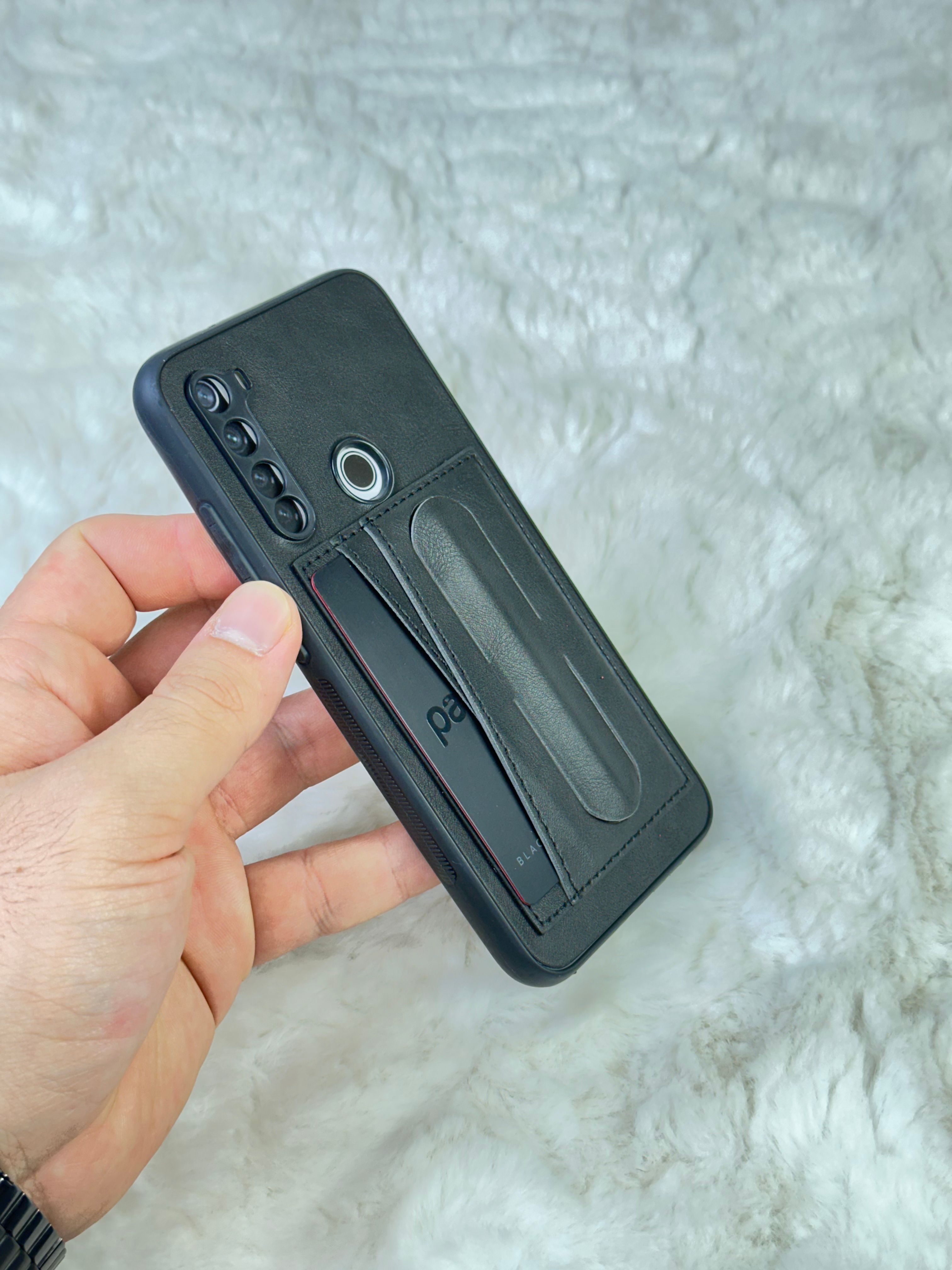 Xiaomi Note 8 Stand Olabilen Arkası Deri İçi Süet Deri Kartvizitli Kılıf  - Mor