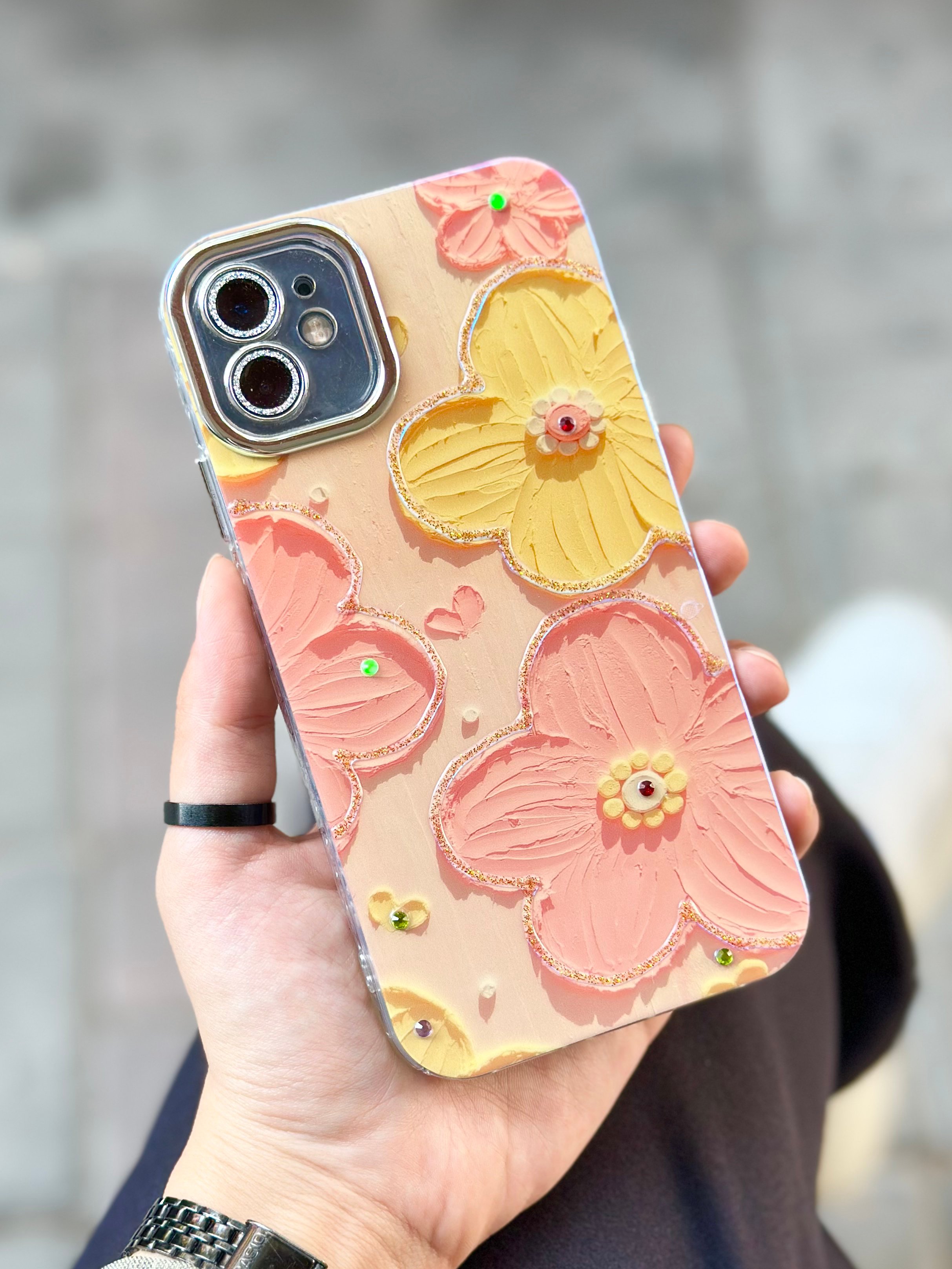 iPhone 11 Çiçek Desenli Paint Kılıfı 