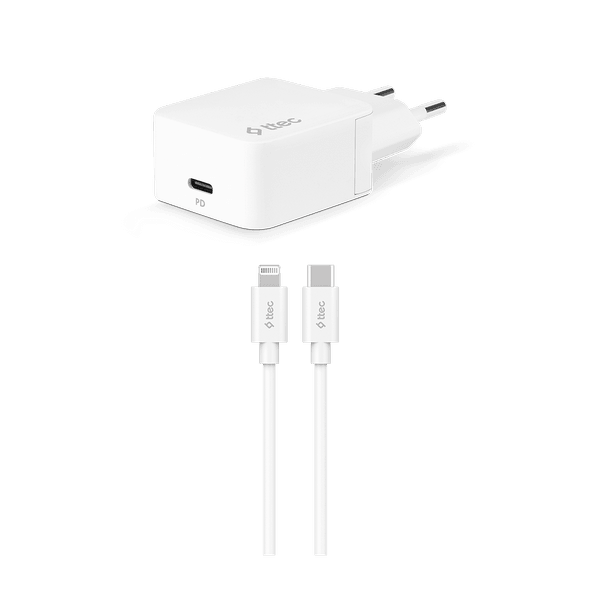 ttec Quantum PD Apple MFi Lisanslı 20W Seyahat Şarj Aleti + USB-C/Lightning Kablo
