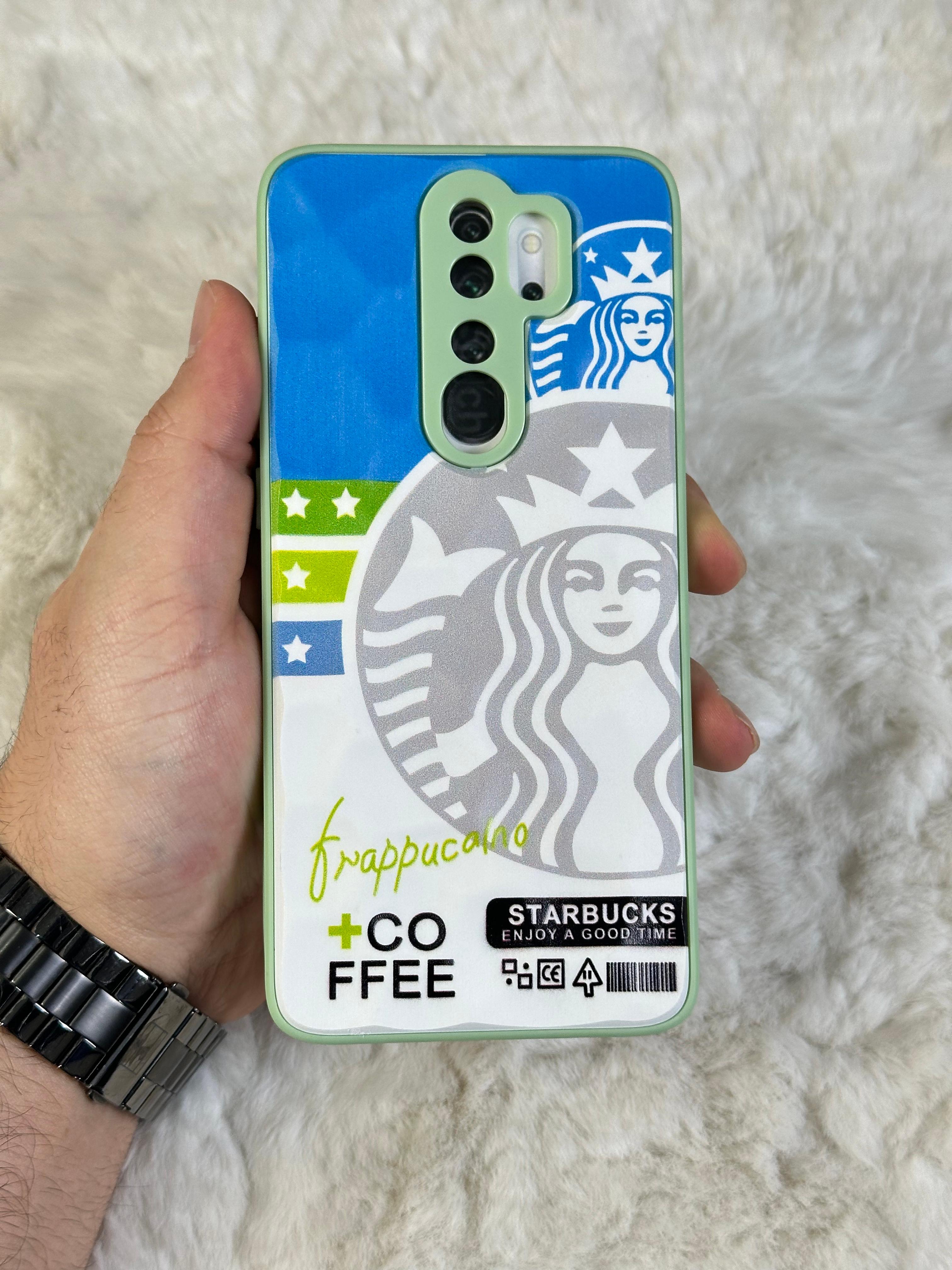 Xiaomi Note 8 Pro uyumlu Arkası Sert Kapaklı Yanları Silikonlu Starbucks-Nike Kılıf 