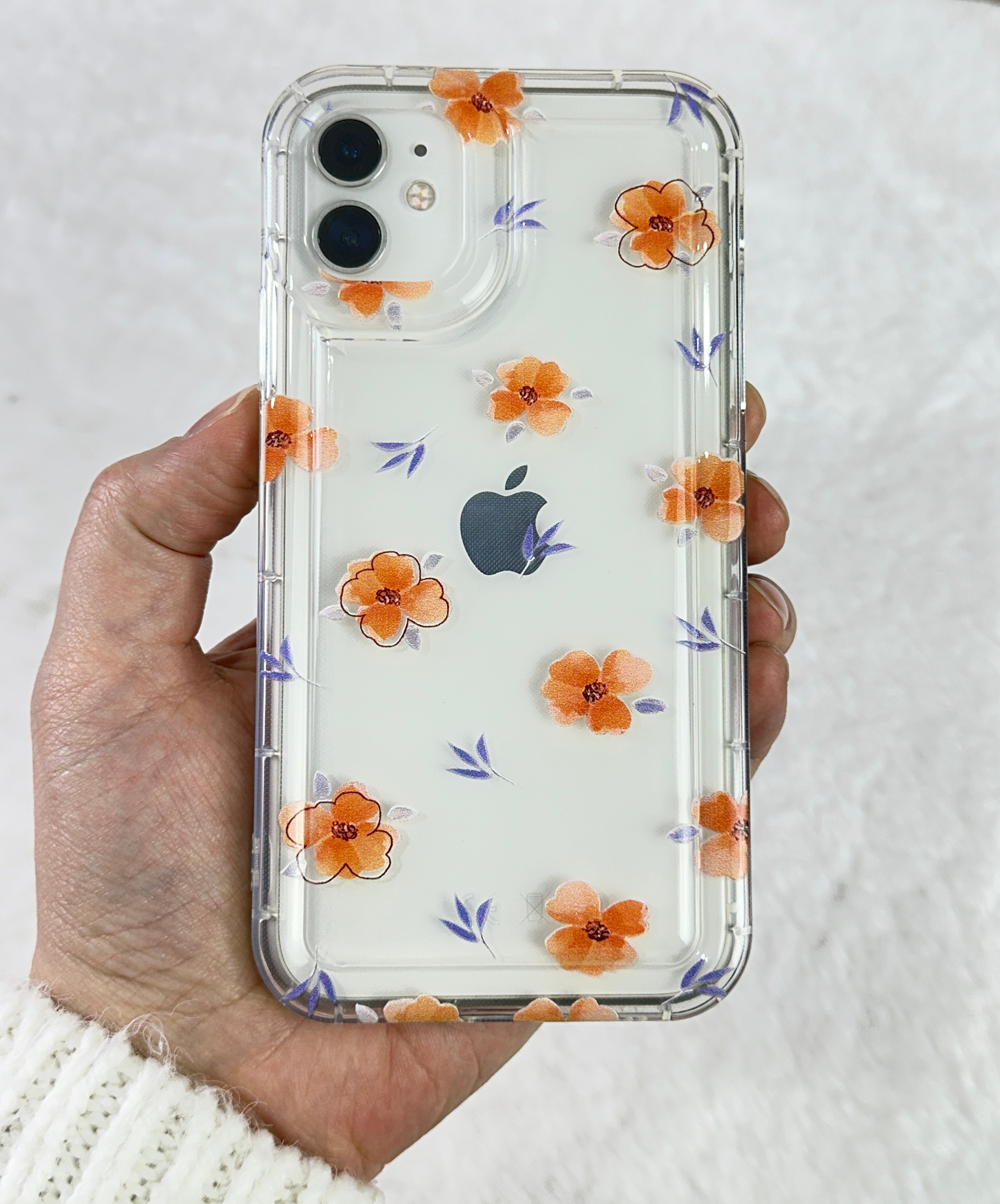 iPhone 11 Şeffaf Çiçek Desenli Kamera Korumalı Manolya Kılıf