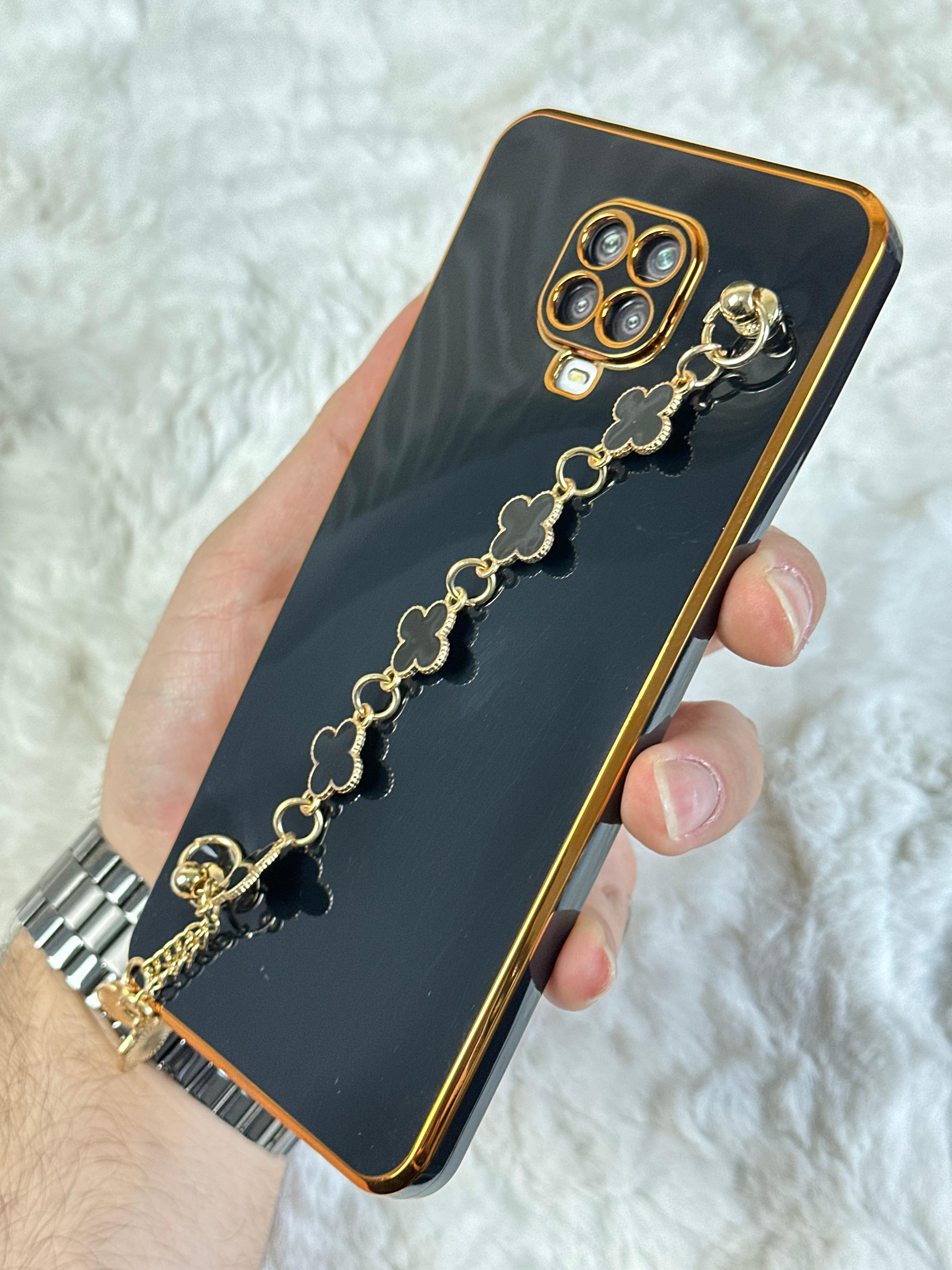 Xiaomi Redmi Note 9 Pro Gold Kenarlı Parlak Kamera Korumalı Elçek Kılıf - Mor