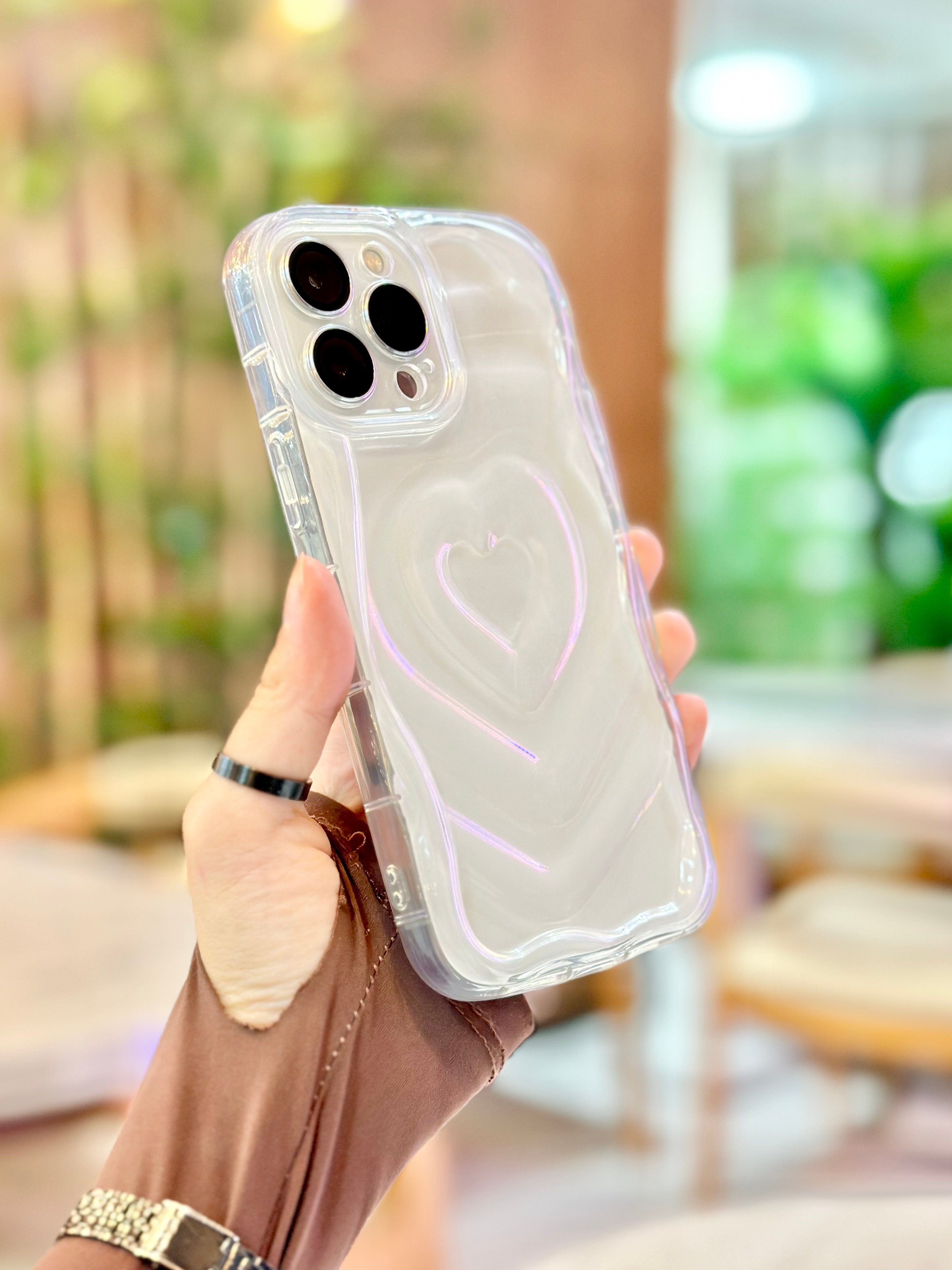 iPhone 15 Pro Max Kalp Desenli Kabartmalı Zarif 3D Şeffaf Kamera Korumalı Silikon Kılıf