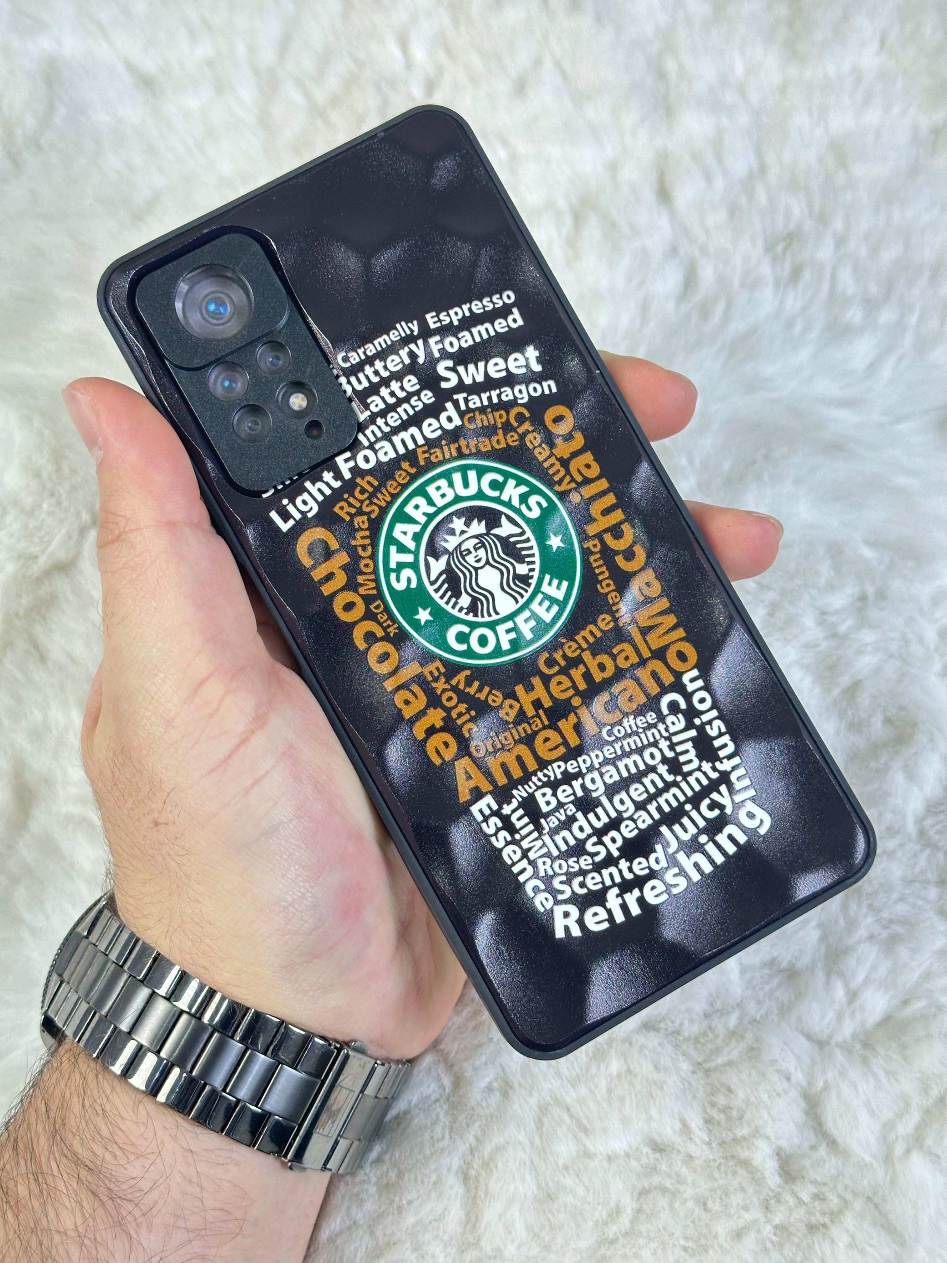 Xiaomi Note 11 Pro uyumlu Arkası Sert Kapaklı Yanları Silikonlu Starbucks-Nike Kılıf  - siyah star