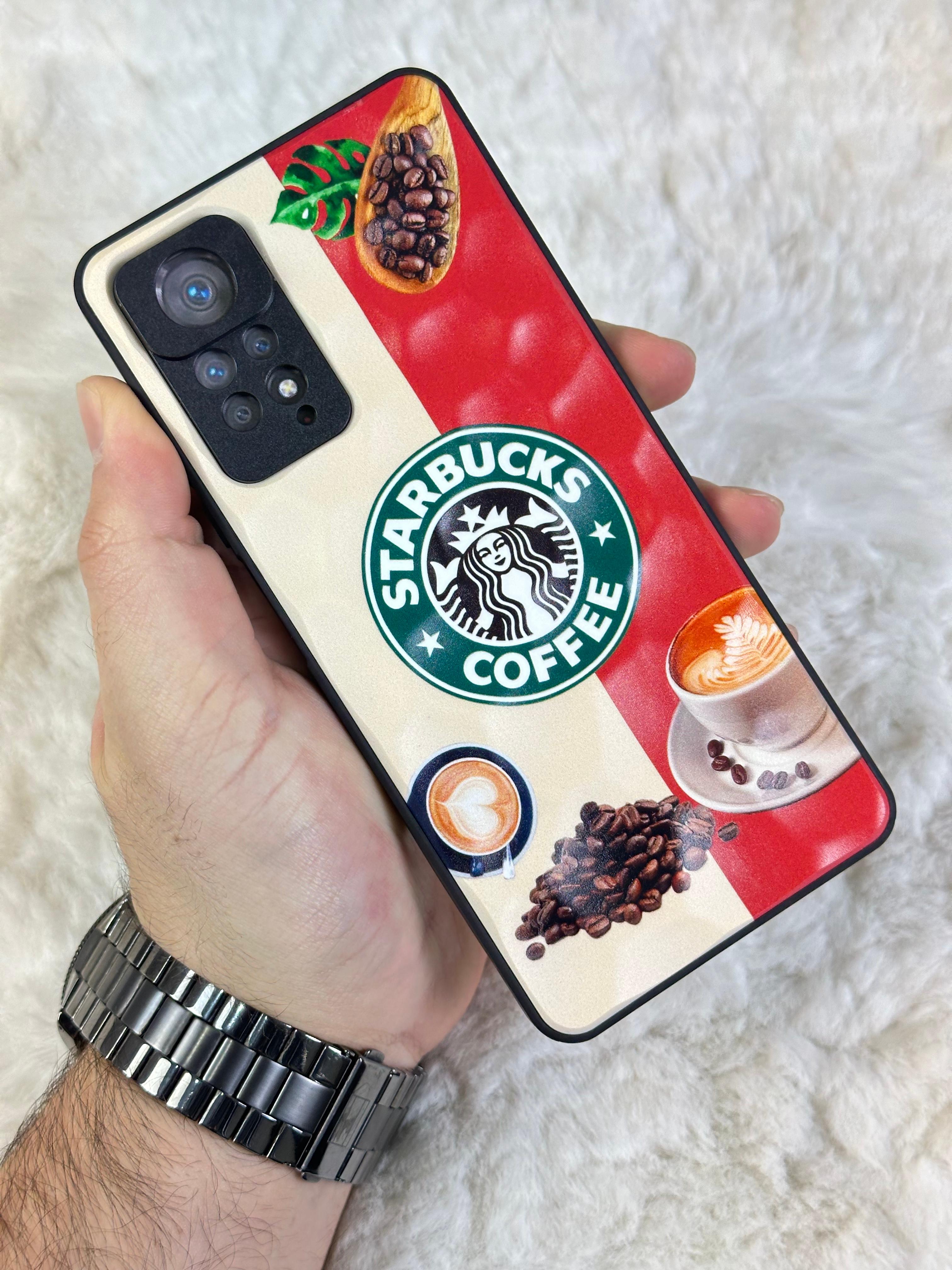 Xiaomi Note 11 Pro uyumlu Arkası Sert Kapaklı Yanları Silikonlu Starbucks-Nike Kılıf  - beyaz kırmızı star