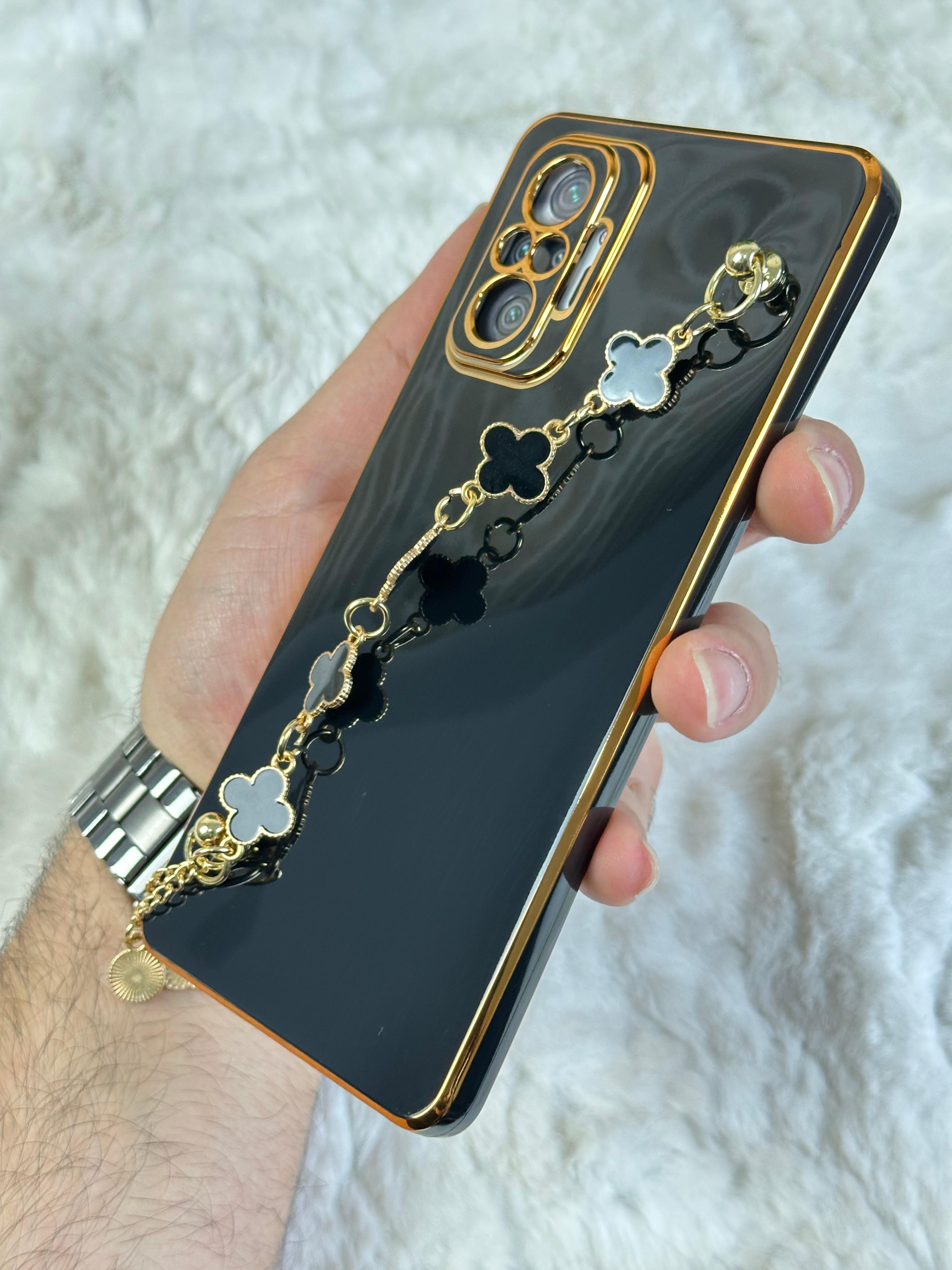 Xiaomi Redmi Note 10 Pro Gold Kenarlı Parlak Kamera Korumalı Elçek Kılıf - Mor