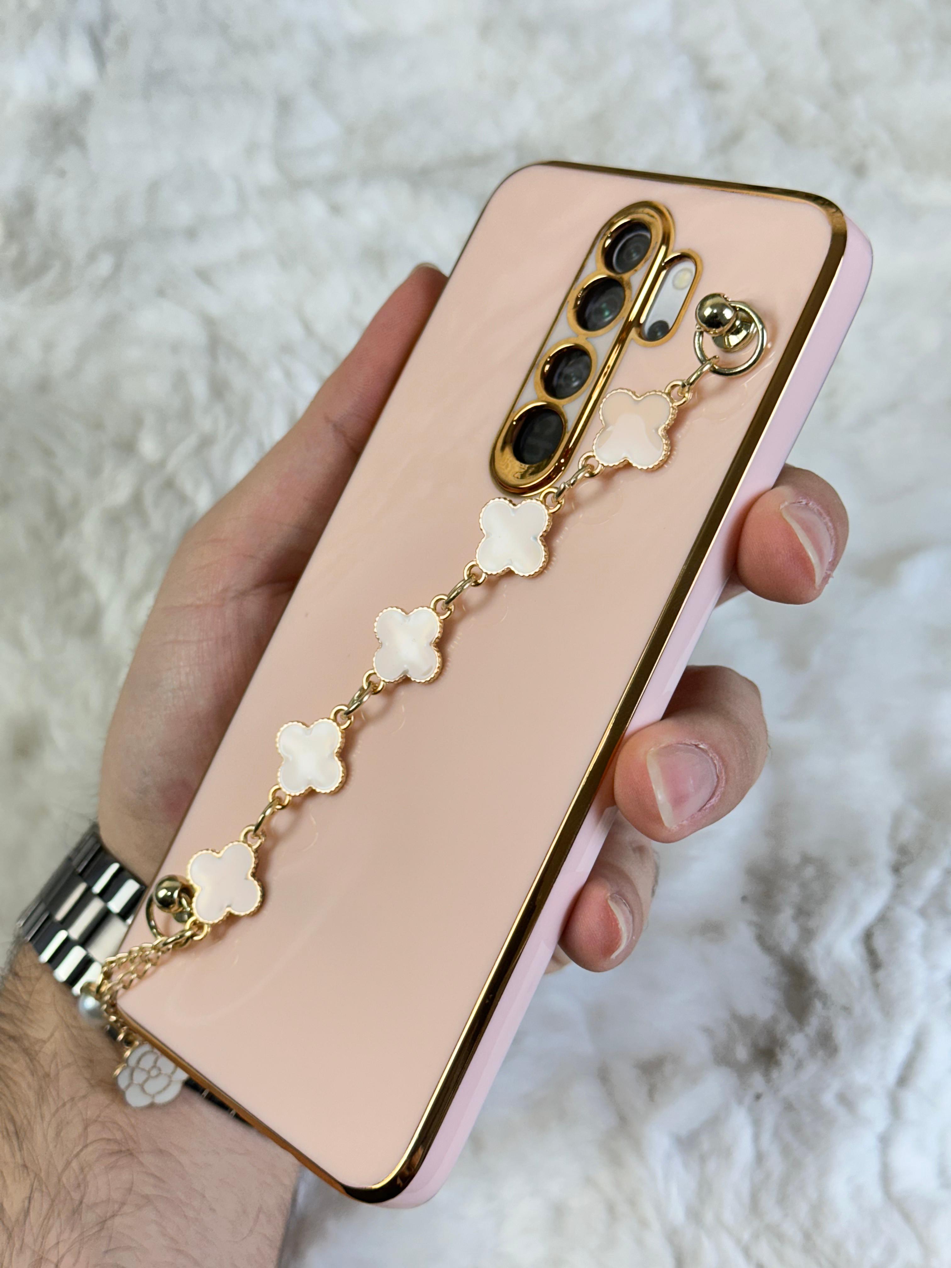 Xiaomi Redmi Note 8 Pro Gold Kenarlı Parlak Kamera Korumalı Elçek Kılıf