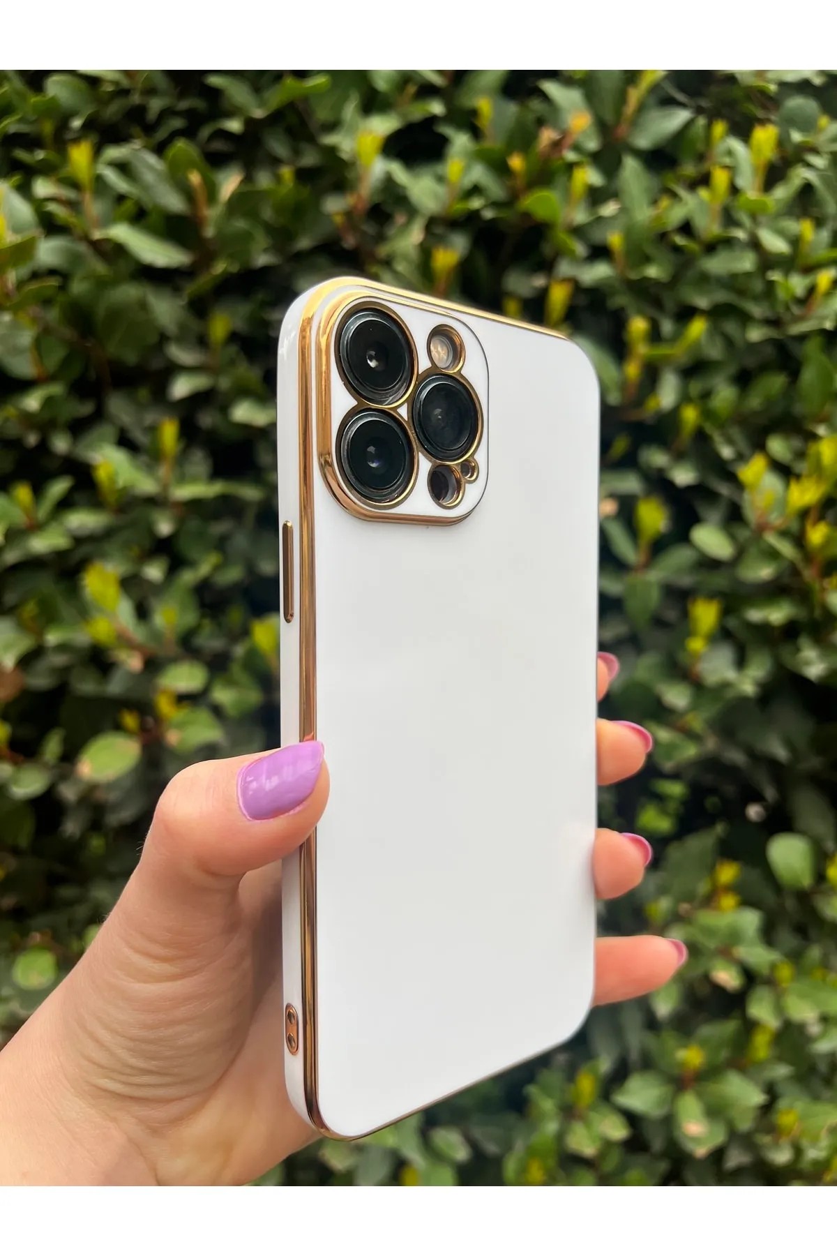 iPhone 13 Pro Max Gold Kenarlı Parlak Bark Kılıf