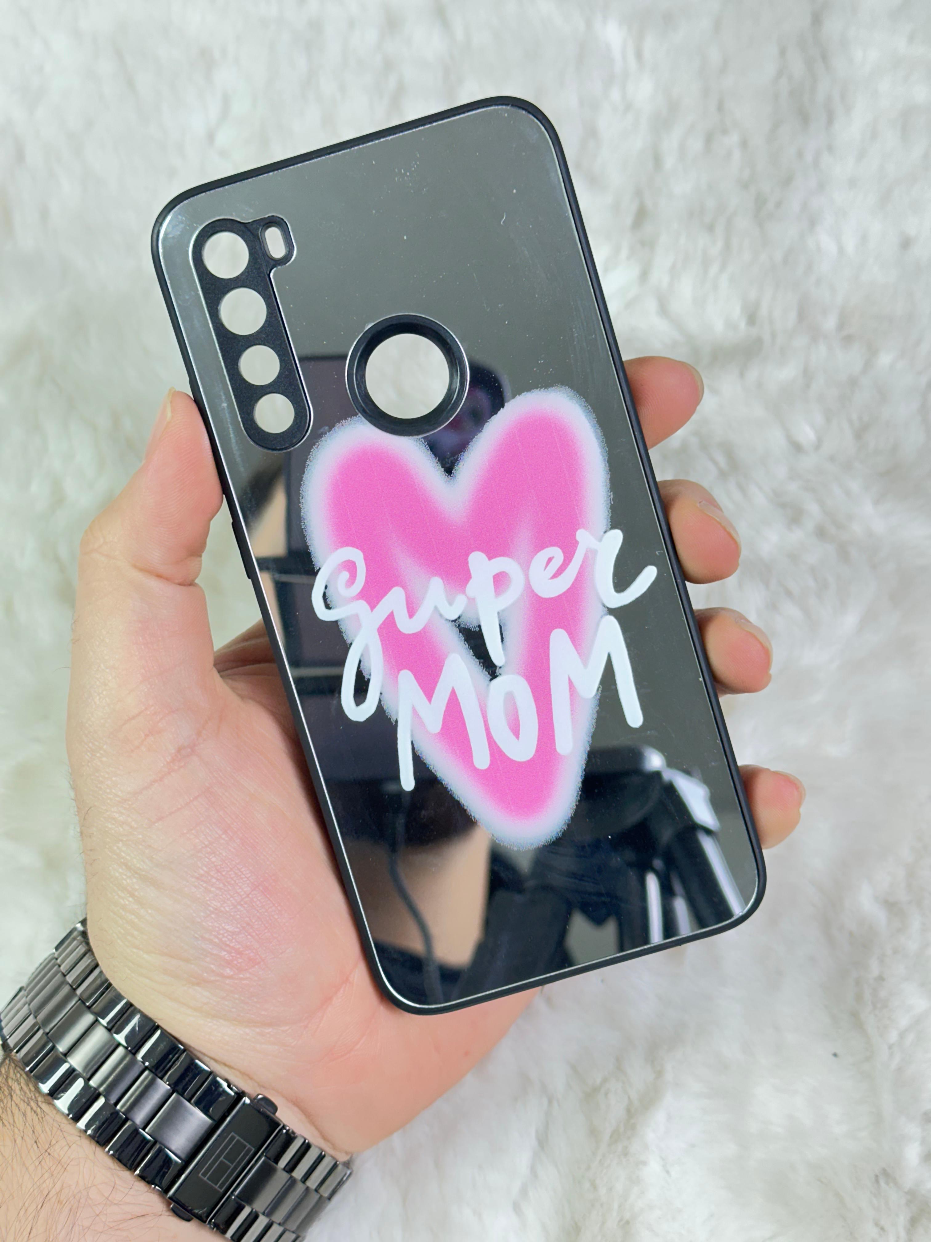 Xiaomi Redmi Note 8 Arkası Aynalı ve Desenli Mirror Kapak  - Super mom