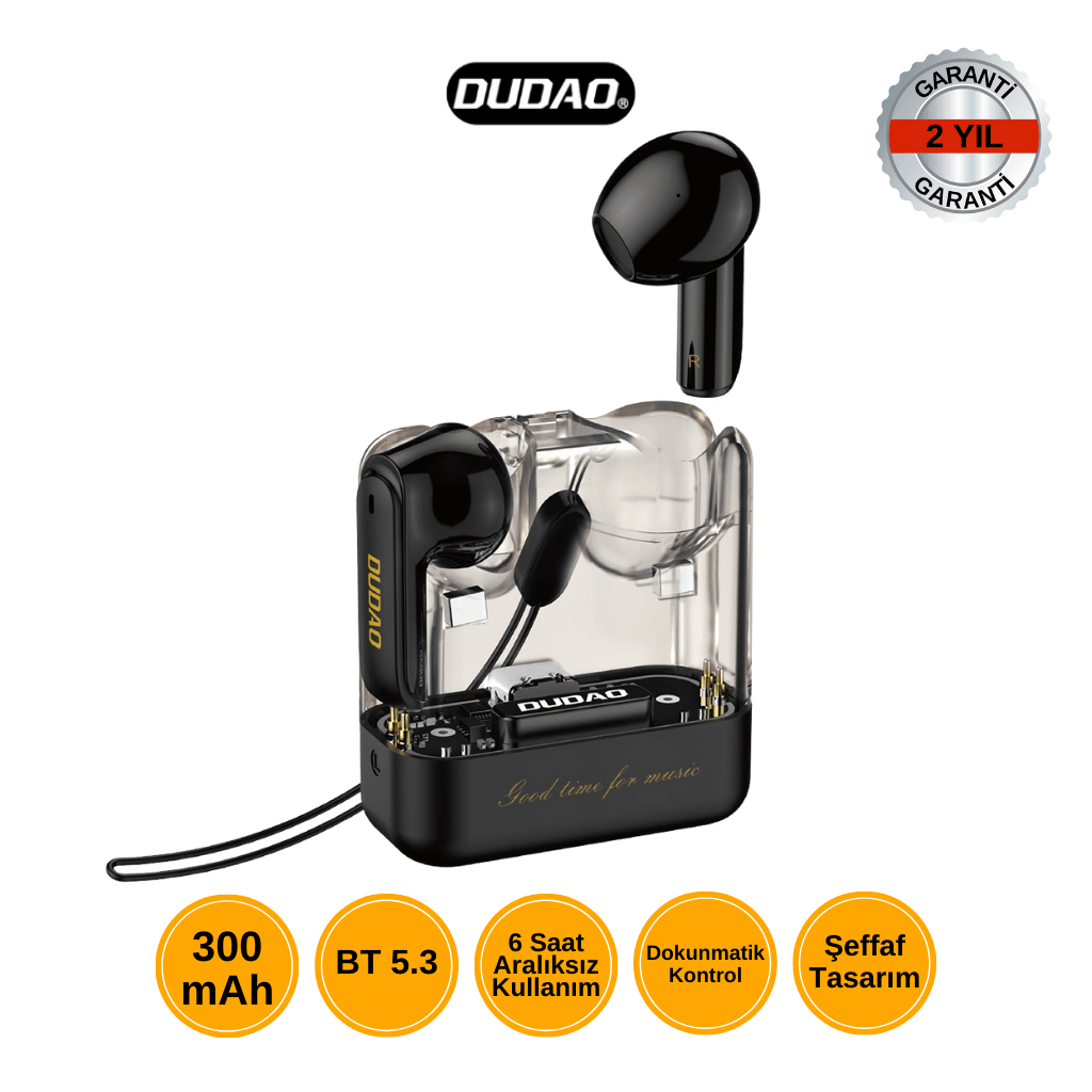 DUDAO U18PRO Kablosuz Bluetooth Kulaklık – Şeffaf Tasarım & BT5.3 Teknolojisi