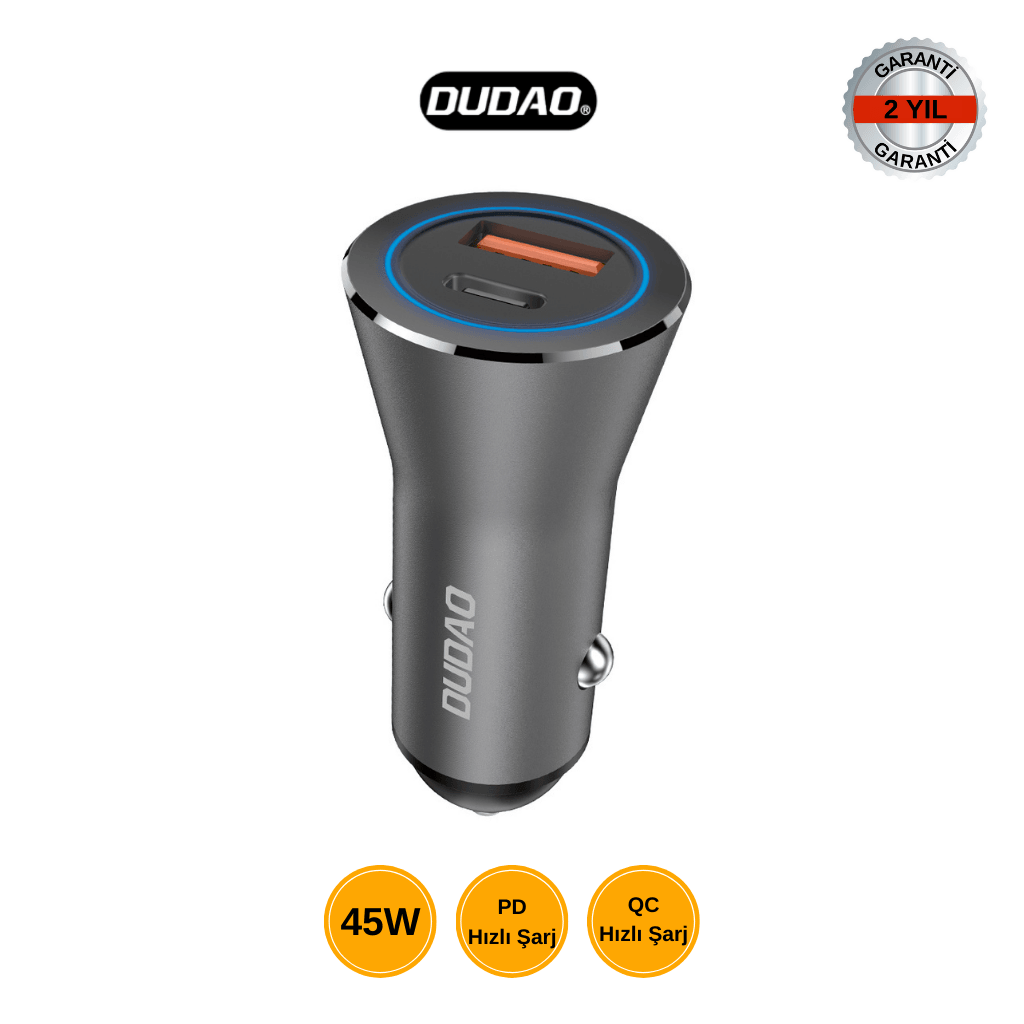 DUDAO R4MAX 45W Araç Şarj Adaptörü – PD & QC Hızlı Şarj Teknolojisi