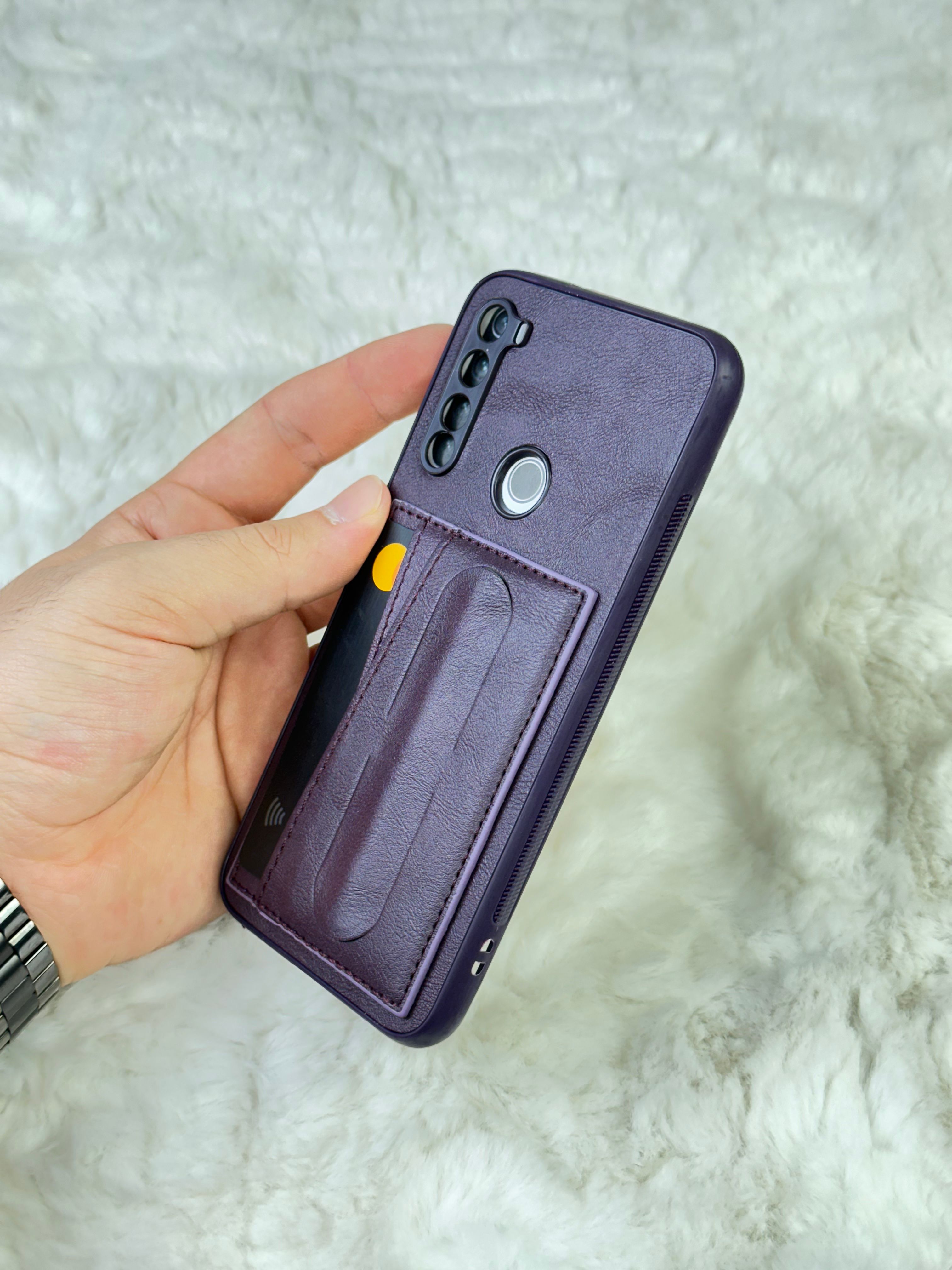 Xiaomi Note 8 Stand Olabilen Arkası Deri İçi Süet Deri Kartvizitli Kılıf  - WFC