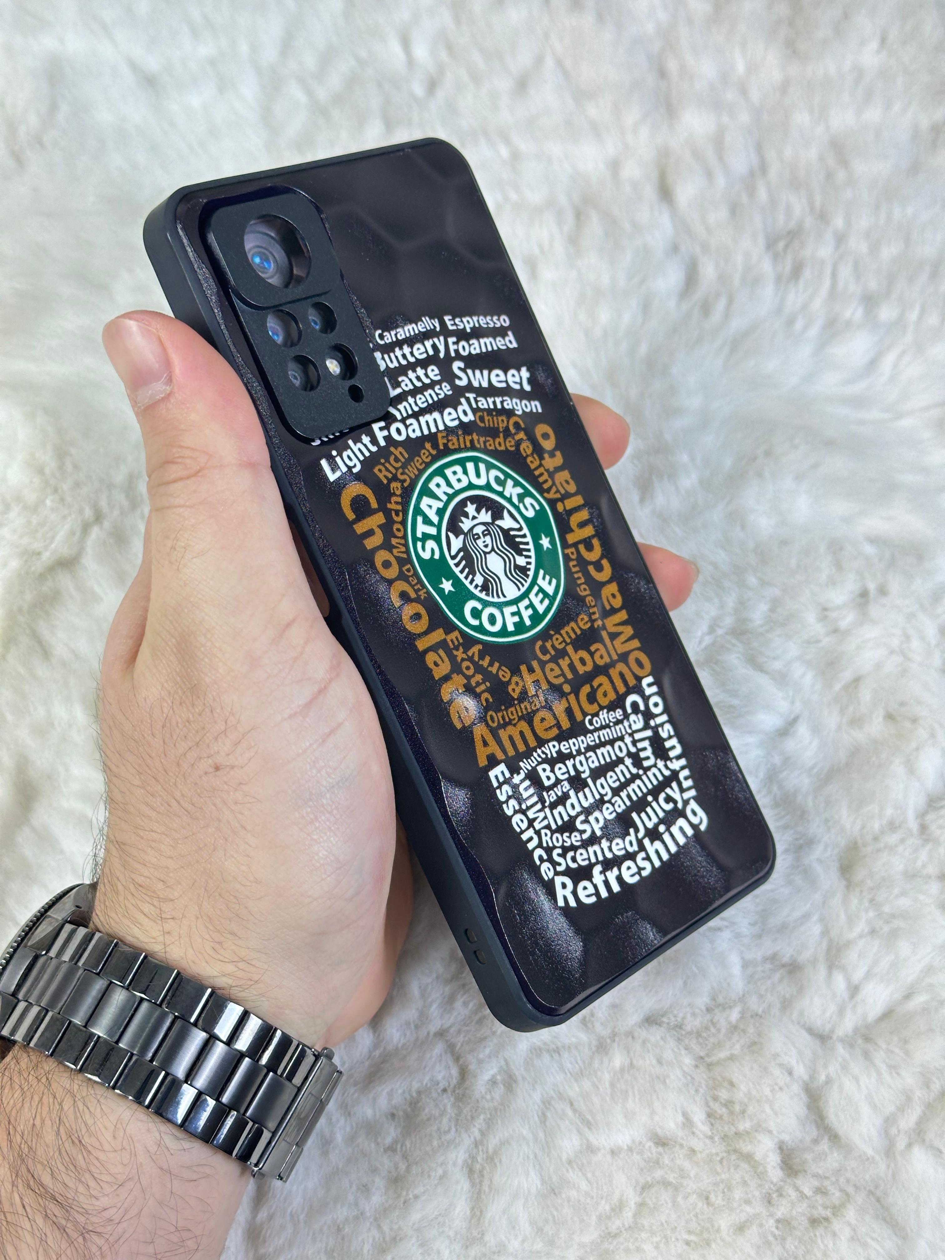 Xiaomi Note 11 Pro uyumlu Arkası Sert Kapaklı Yanları Silikonlu Starbucks-Nike Kılıf  - siyah star