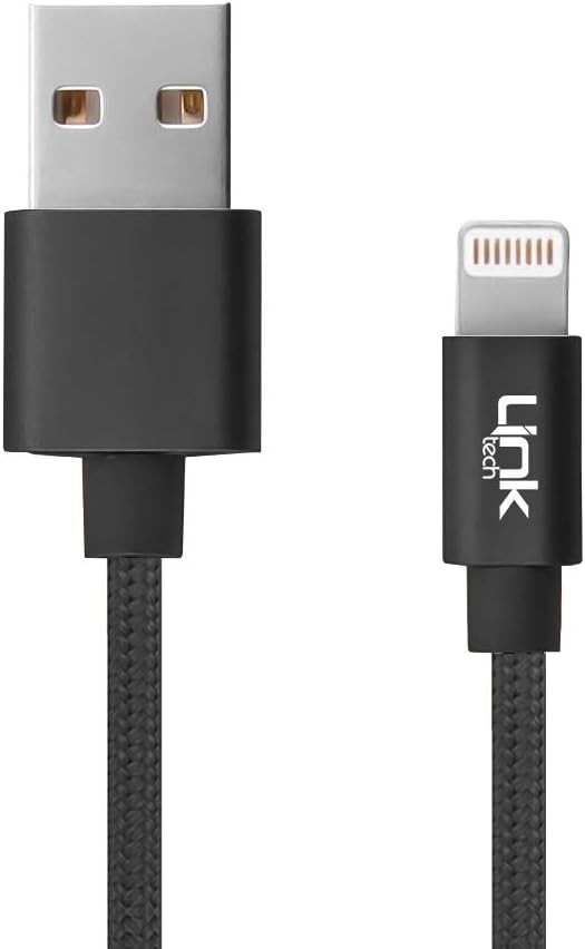 LinkTech K575 Lightning USB Örgü Metal Başlı 3mt Şarj ve Data Kablosu Siyah