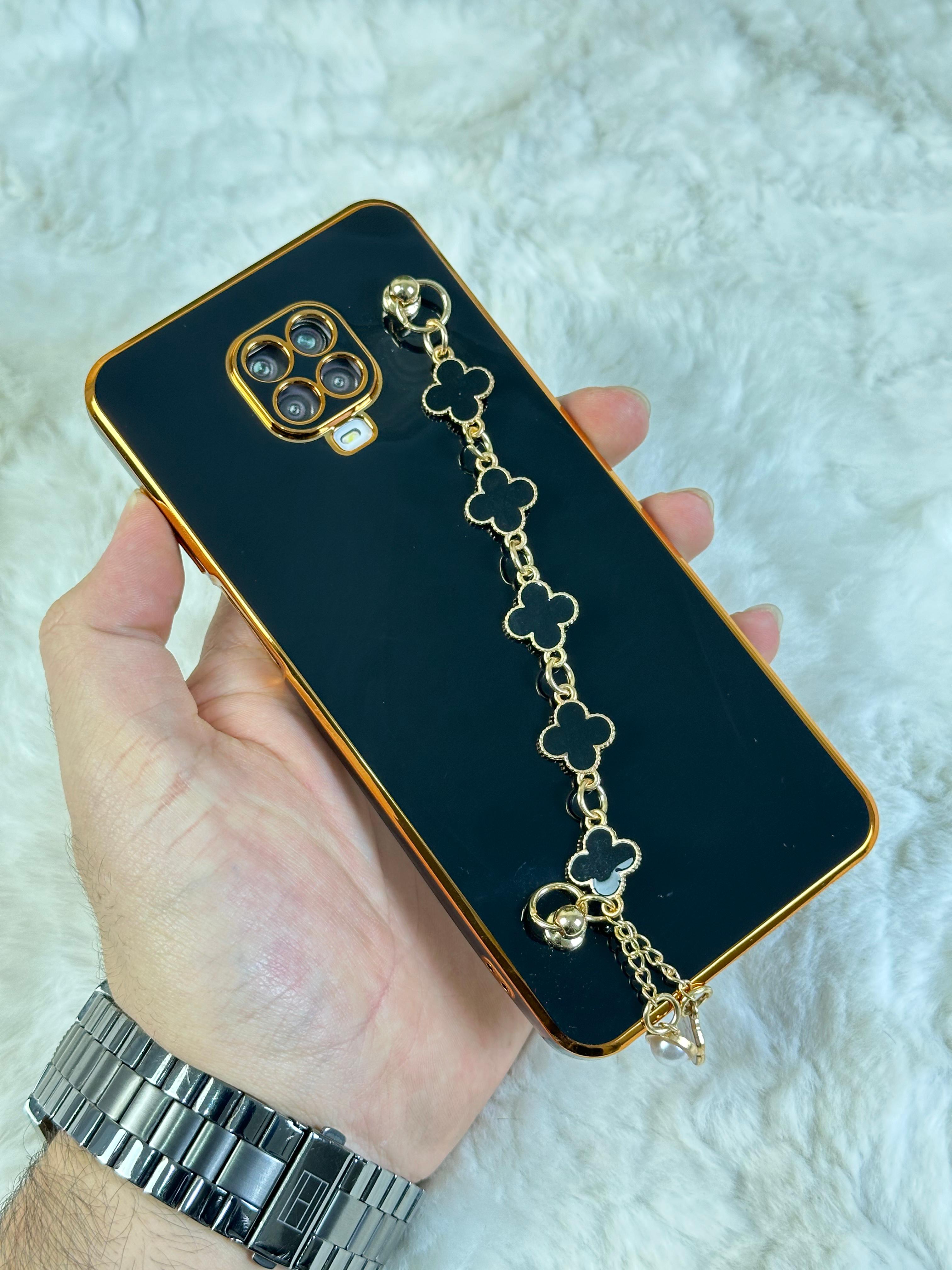 Xiaomi Redmi Note 9 Pro Gold Kenarlı Parlak Kamera Korumalı Elçek Kılıf - Mor