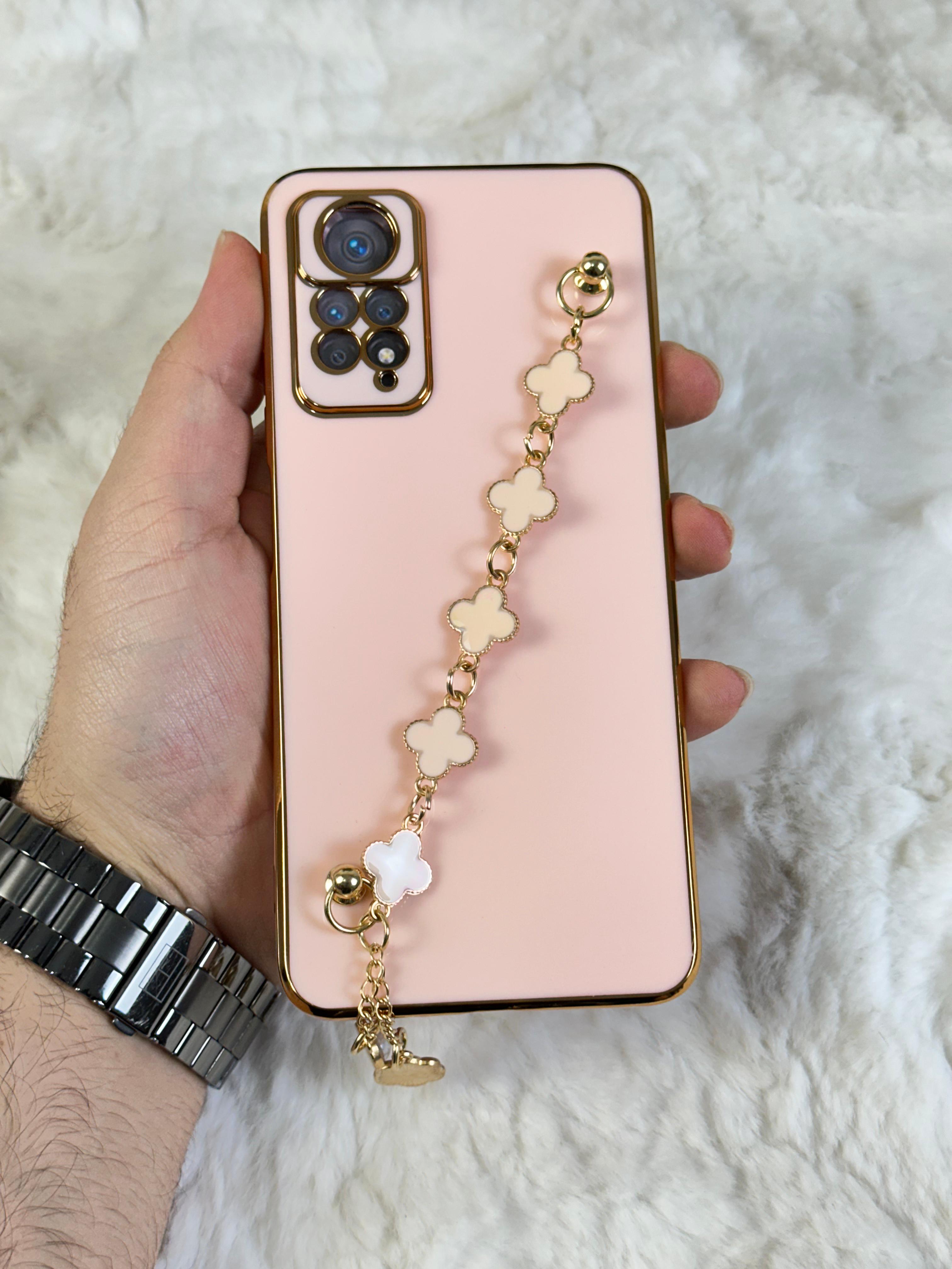 Xiaomi Redmi Note 11 Pro Gold Kenarlı Parlak Kamera Korumalı Elçek Kılıf - Pudra