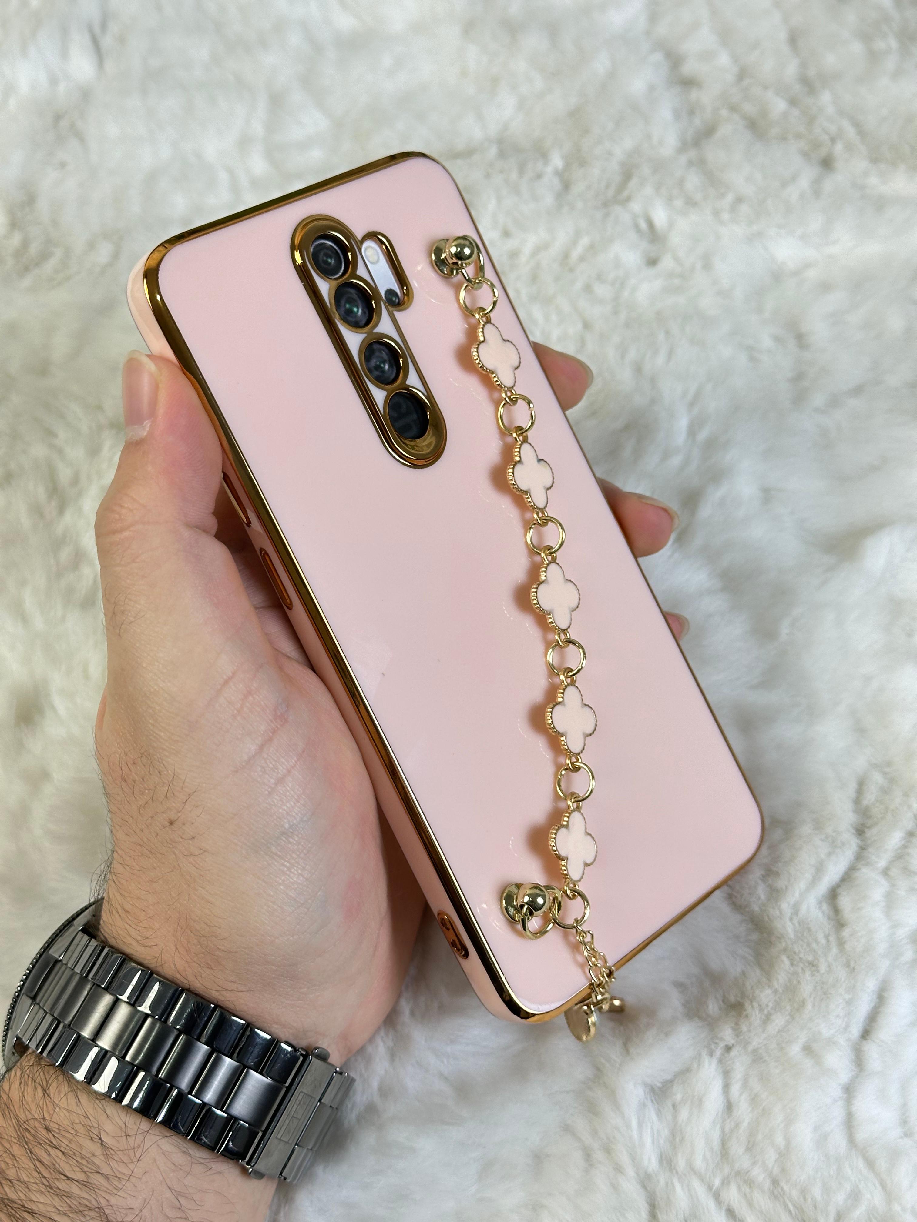 Xiaomi Redmi Note 8 Pro Gold Kenarlı Parlak Kamera Korumalı Elçek Kılıf