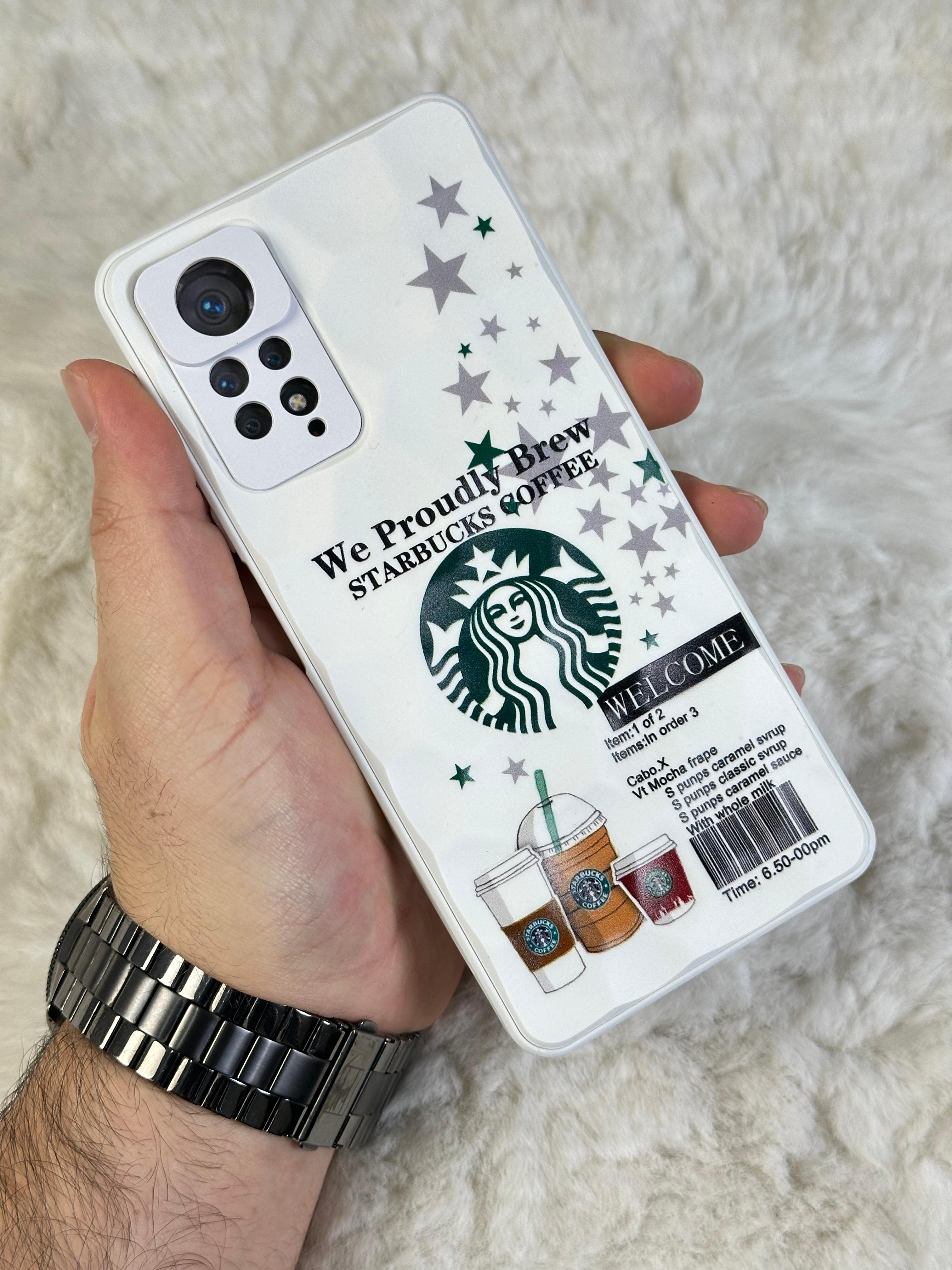 Xiaomi Note 11 Pro uyumlu Arkası Sert Kapaklı Yanları Silikonlu Starbucks-Nike Kılıf  - beyaz star