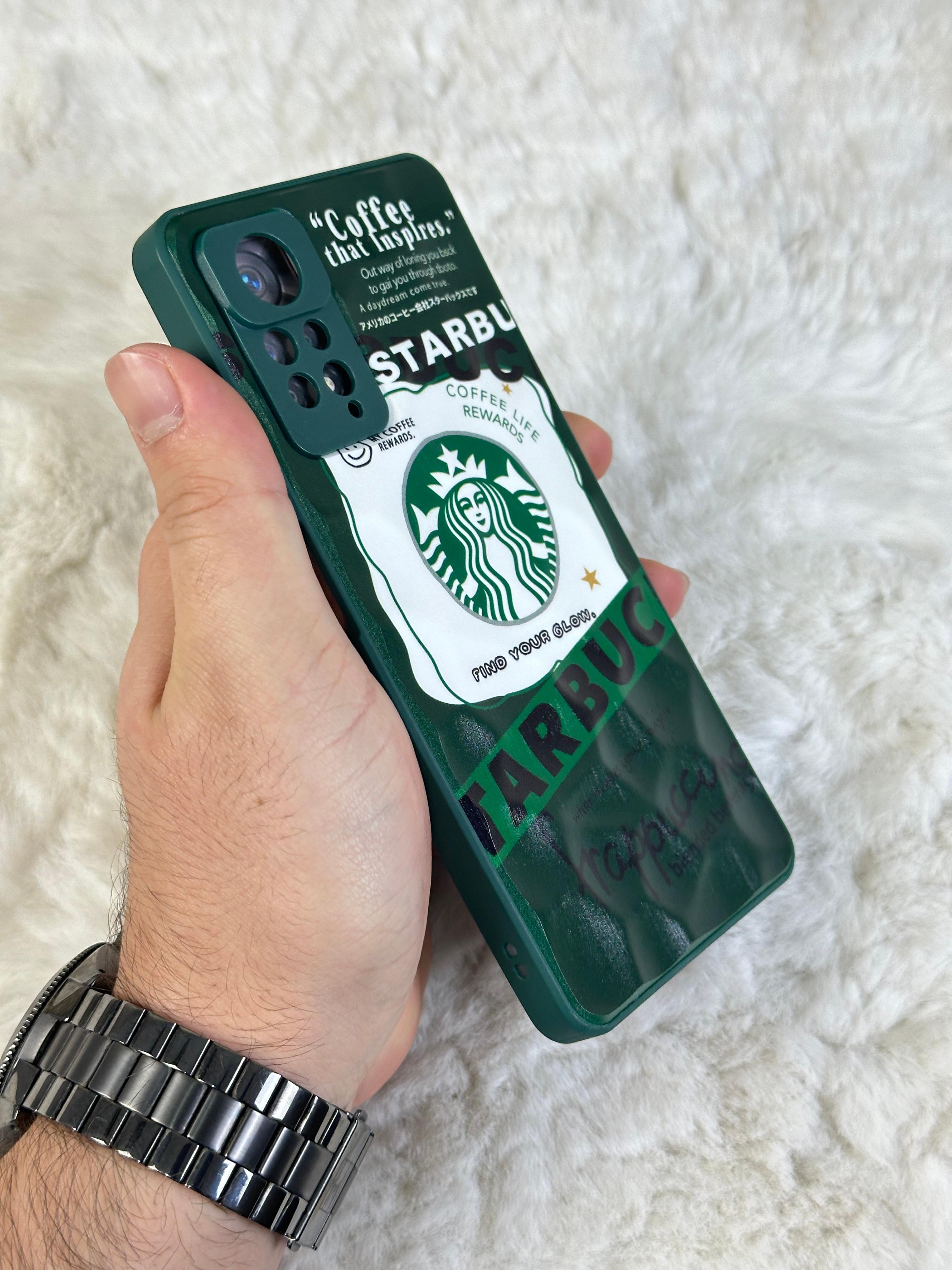 Xiaomi Note 11 Pro uyumlu Arkası Sert Kapaklı Yanları Silikonlu Starbucks-Nike Kılıf  - yeşil star