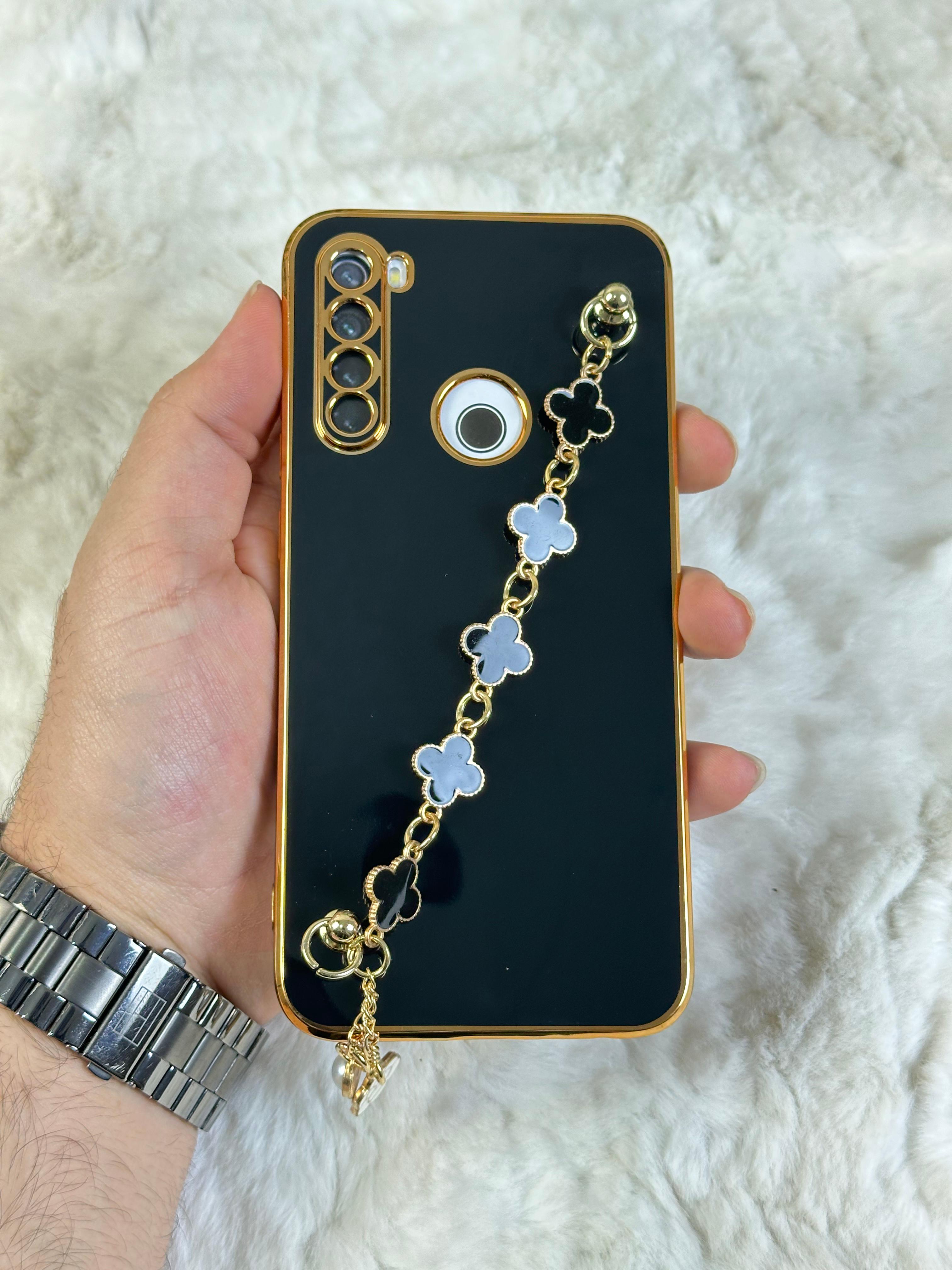 Xiaomi Redmi Note 8 Gold Kenarlı Parlak Kamera Korumalı Elçek Kılıf - Mor